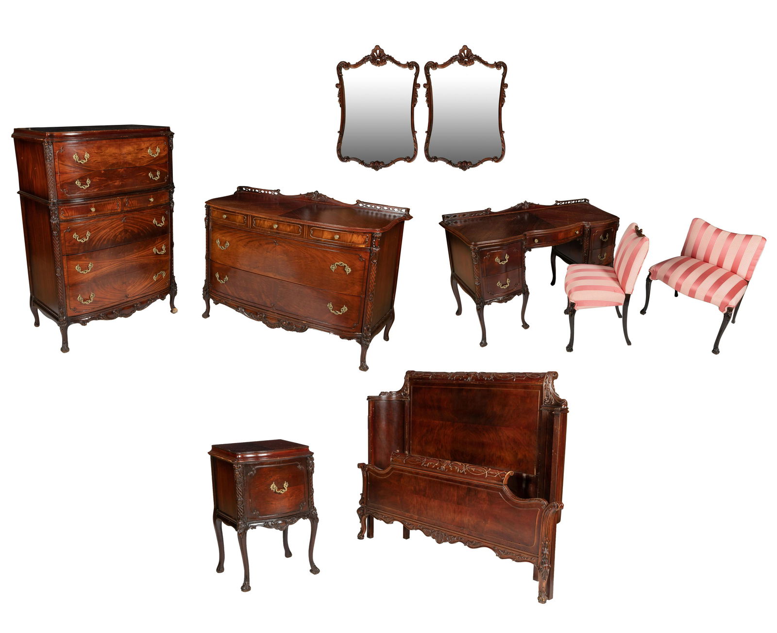 Chippendale Style Mahogany Bedroom Set - 9 Piece (1 of 10)