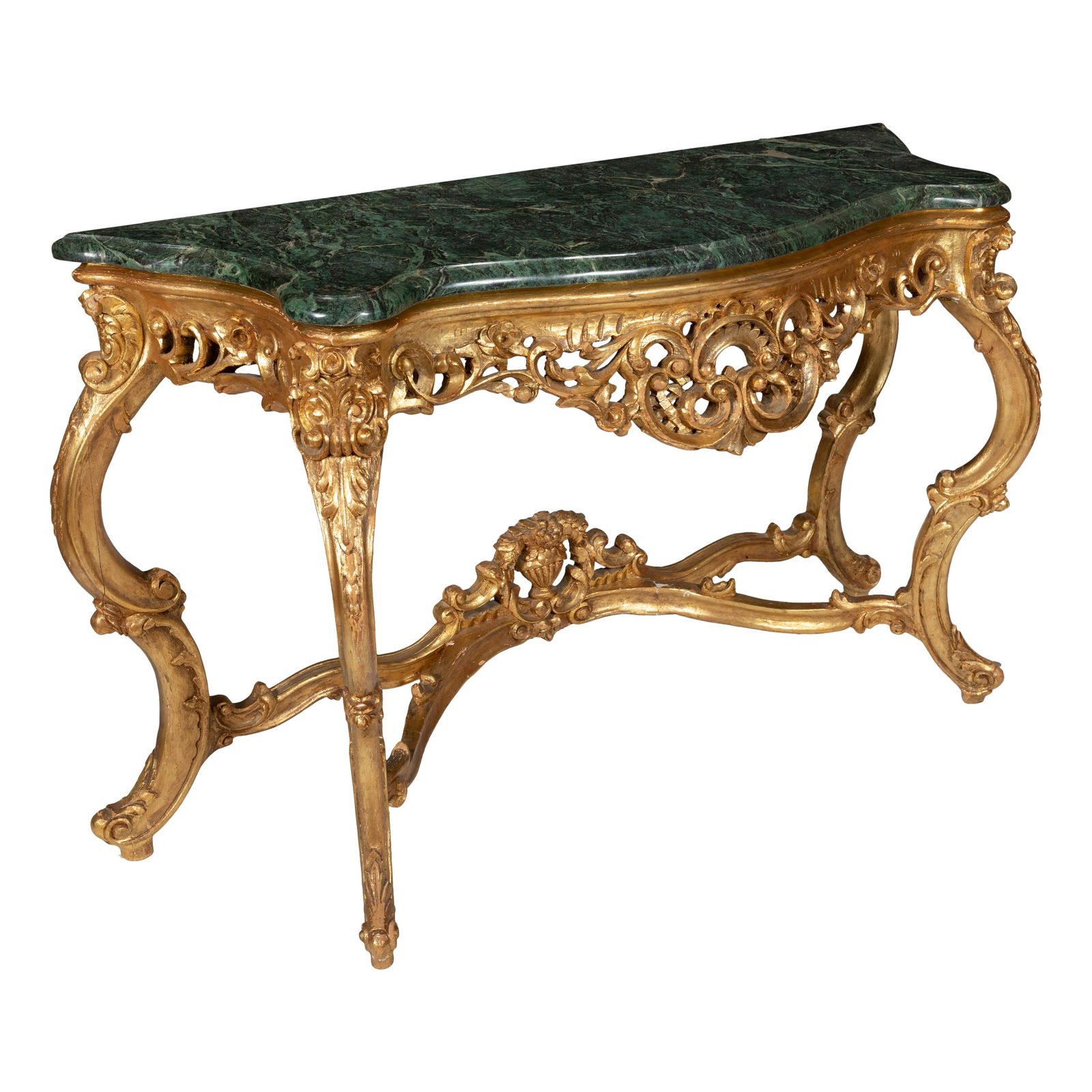Heavily Carved Giltwood Marble Top Console (1 of 5)