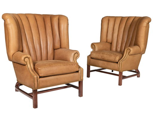 Hancock Moore Leather Library Chairs Aug 30 2019 Regency