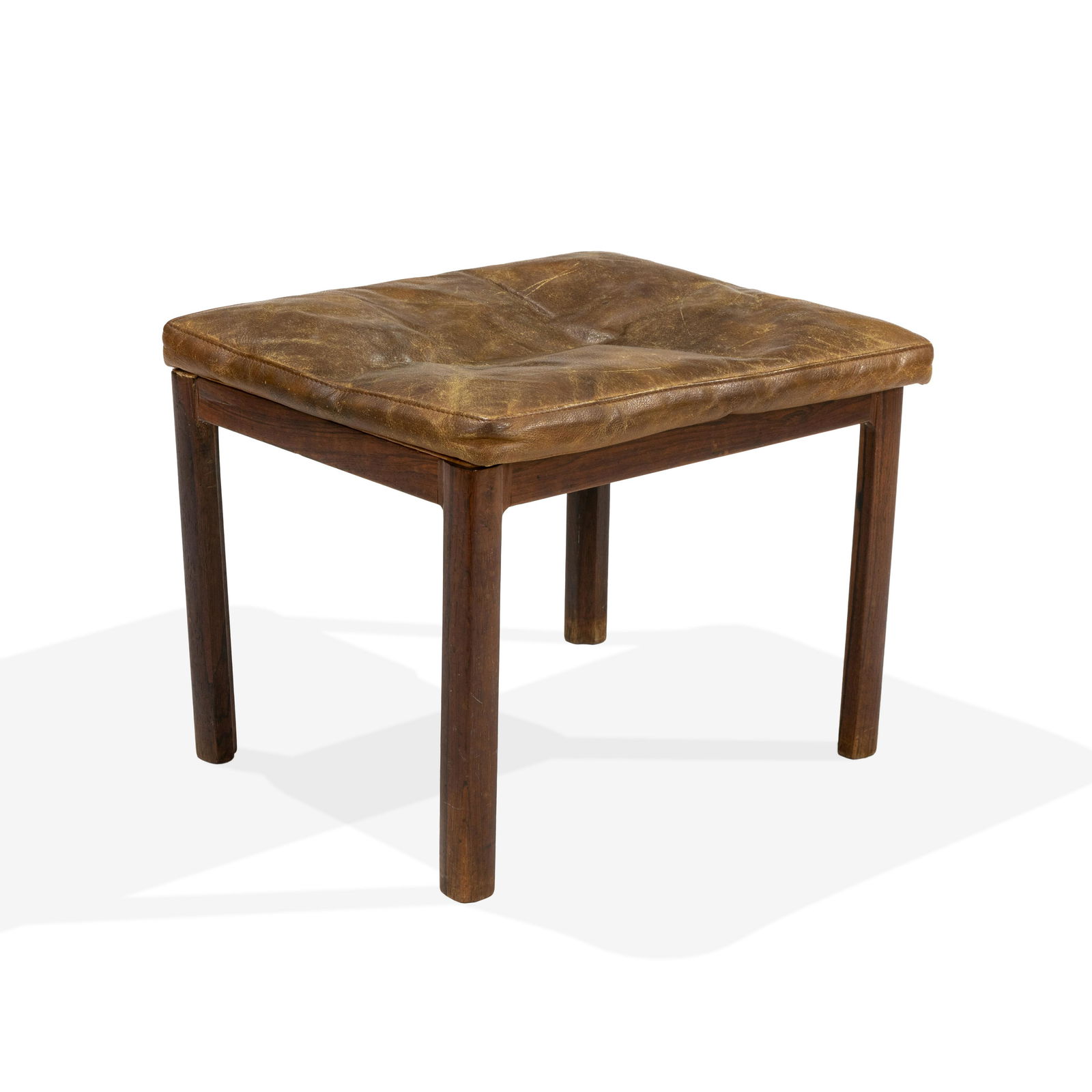 Danish Style Rosewood and Leather Stool (1 of 4)