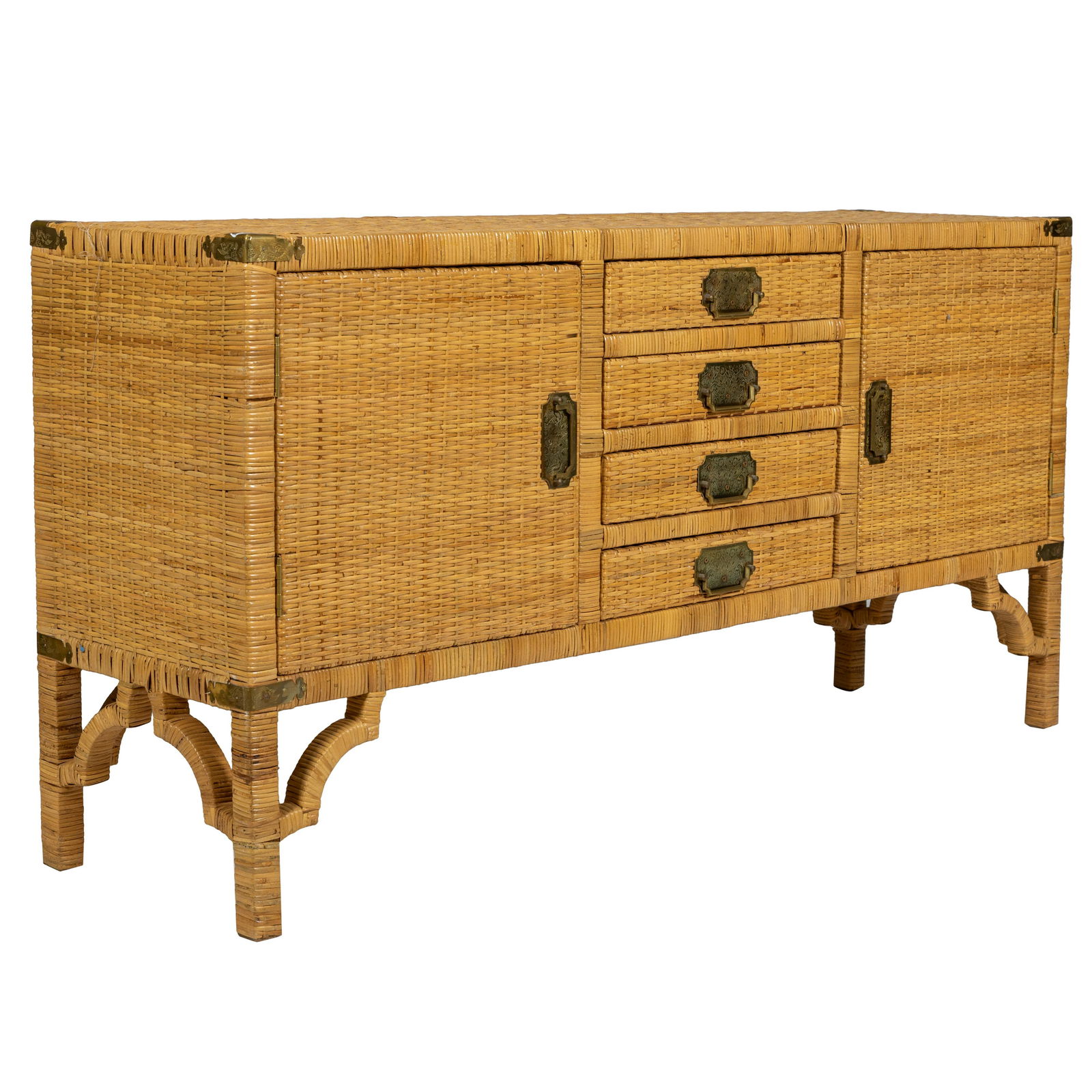 Bielecky Brothers Style - Rattan Wrapped Credenza (1 of 3)