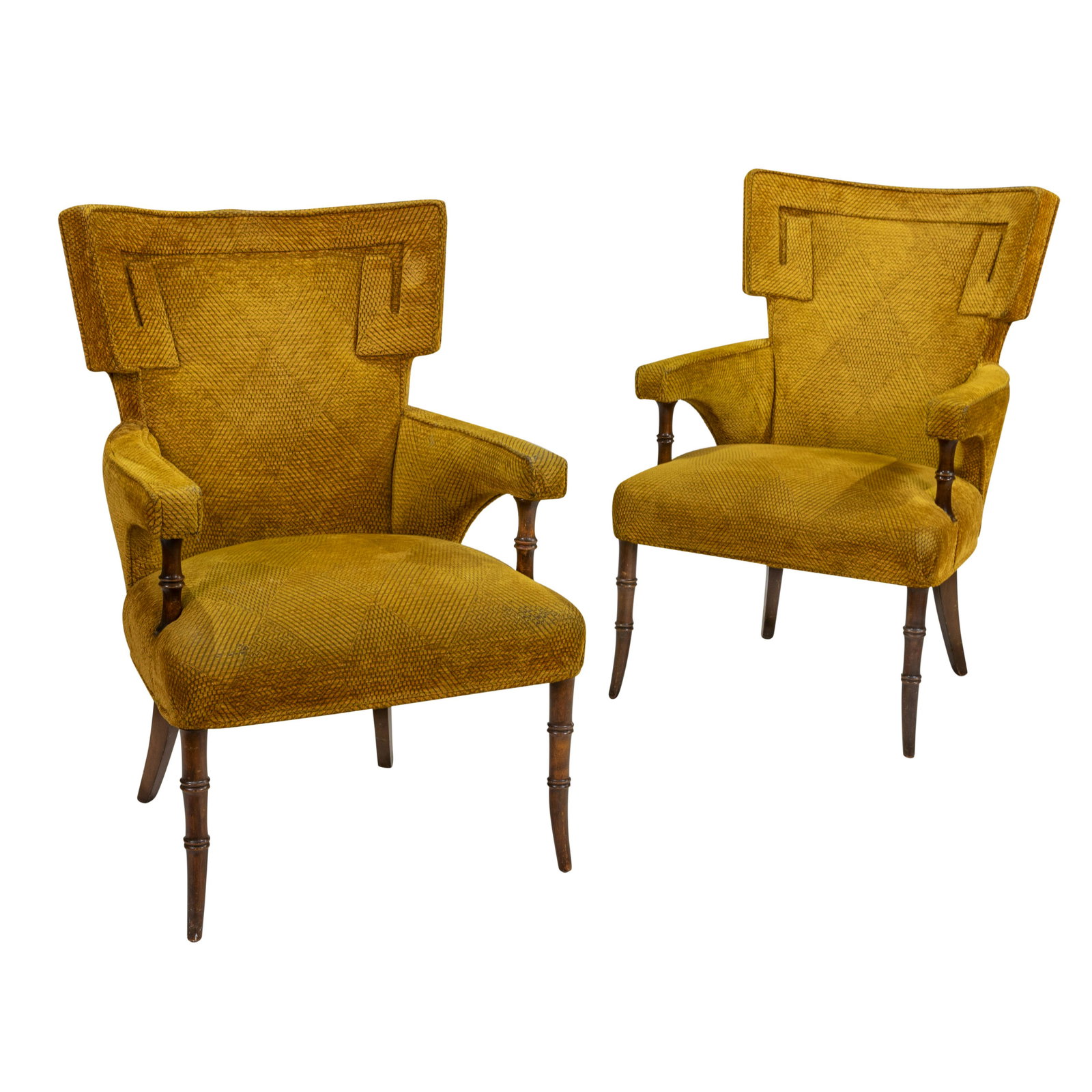 Greek Key Faux Bamboo Fireside Chairs (1 of 4)