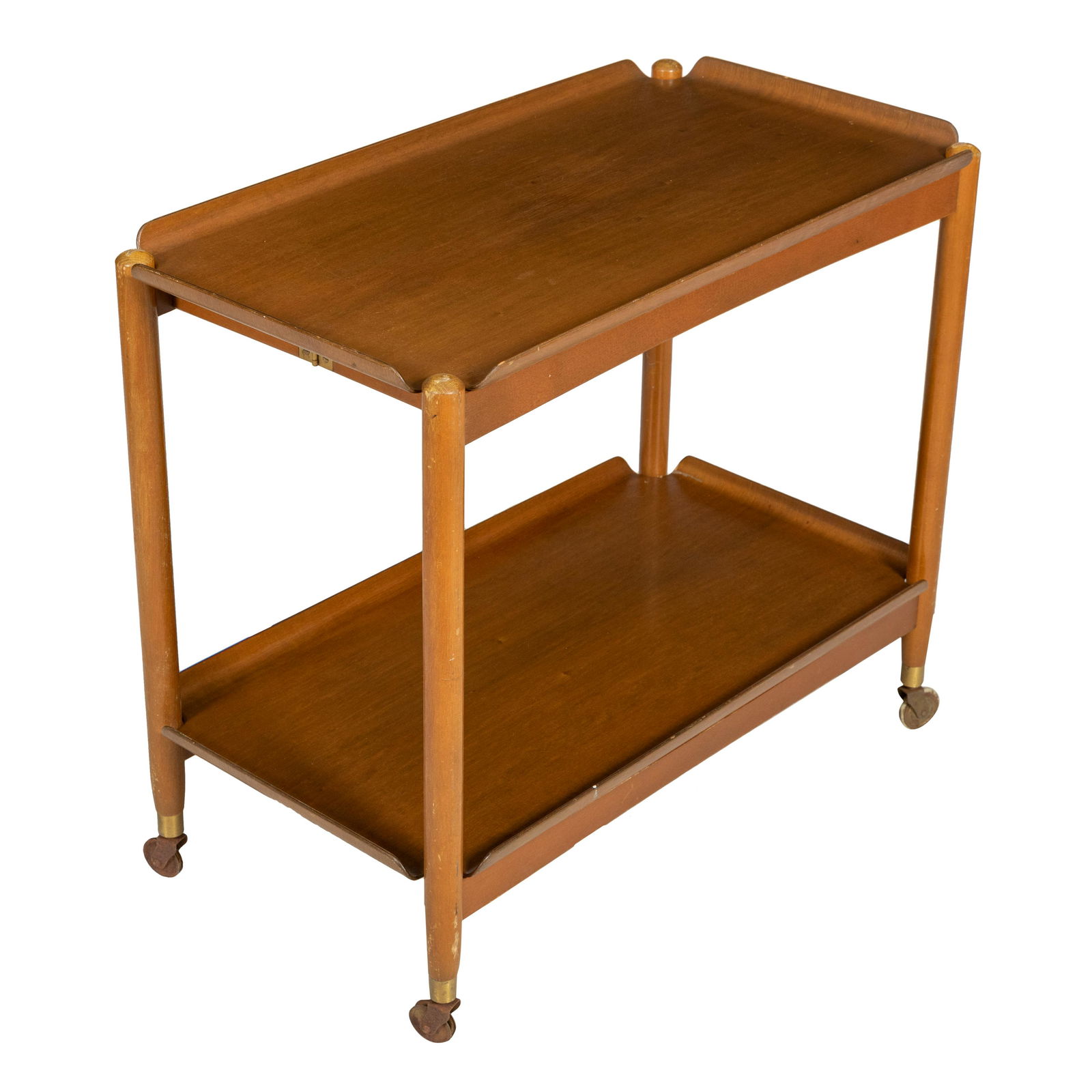 Collapsible Bentwood Tea Cart: Description - Collapsible two tier bentwood cart. Dimensions - 26" x 30" x 16.5"