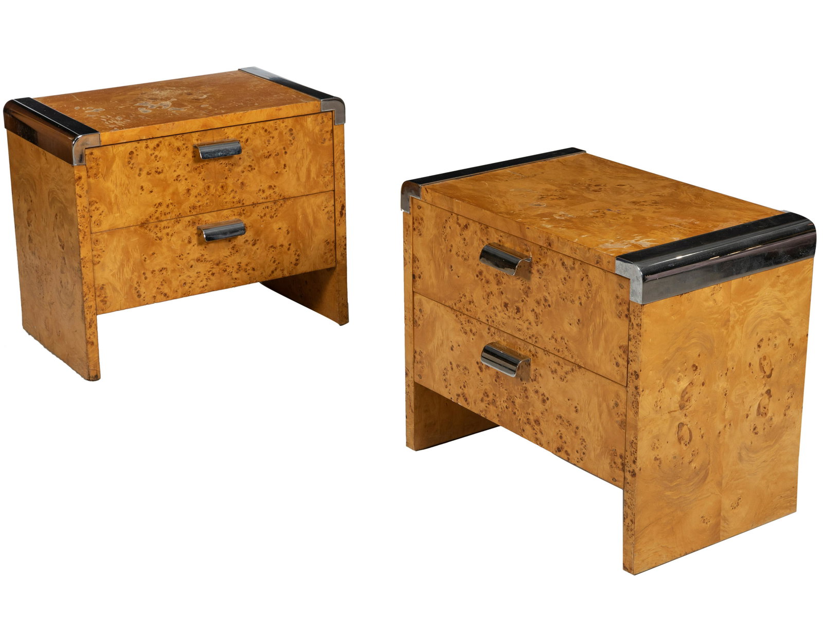 Leon Rosen - Pace - Burl Nightstands: Description - Leon Rosen for Pace burl nightstands. Dimensions - 22" x 26" x 16"