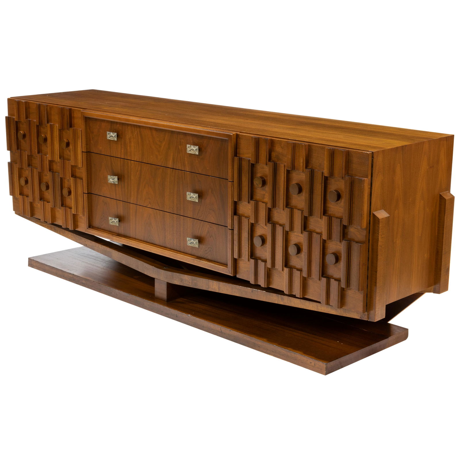 Sculpted Brutalist Floating Credenza (1 of 3)