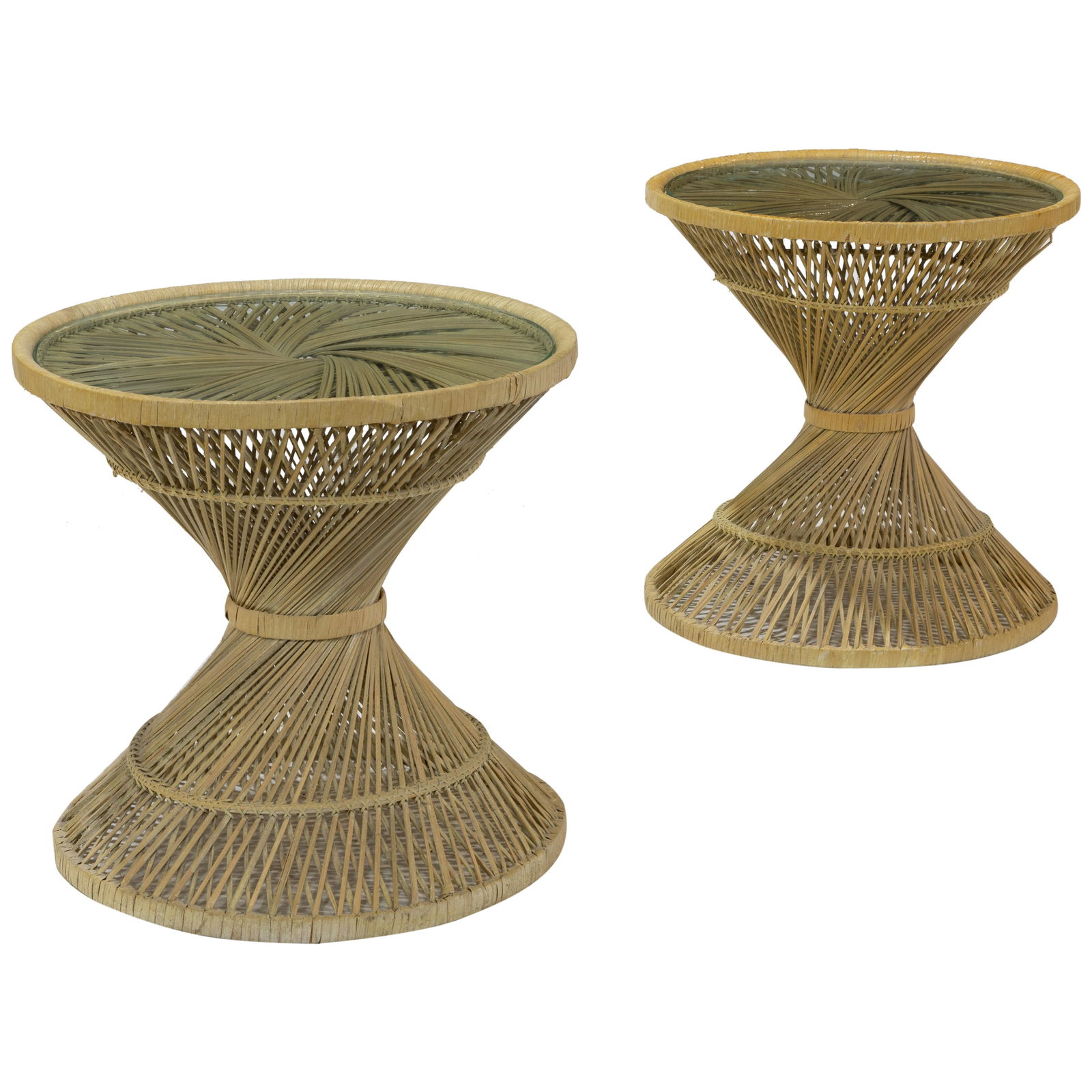 Wicker Glass Top End Tables (1 of 1)