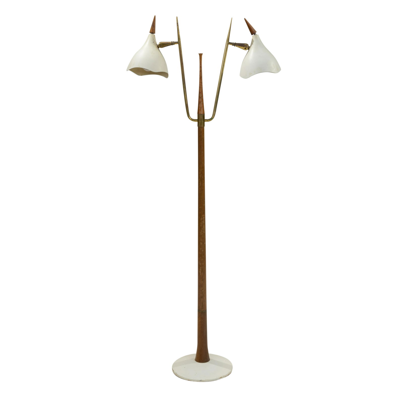 Brass and Walnut Two Head Floor Lamp (1 of 2)