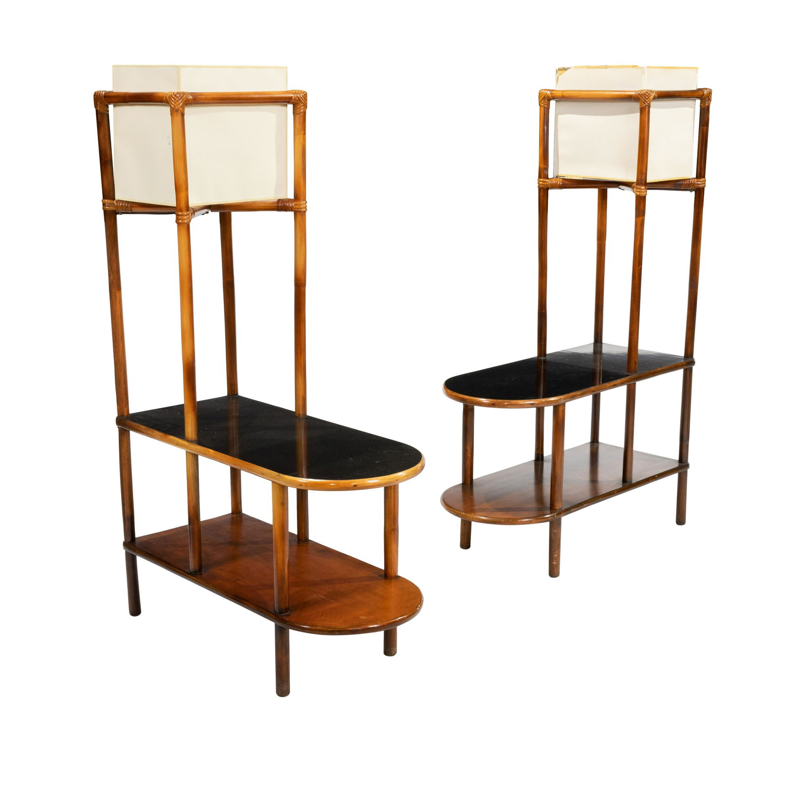 Bamboo Two Tier Table Lamps - Pair (1 of 2)