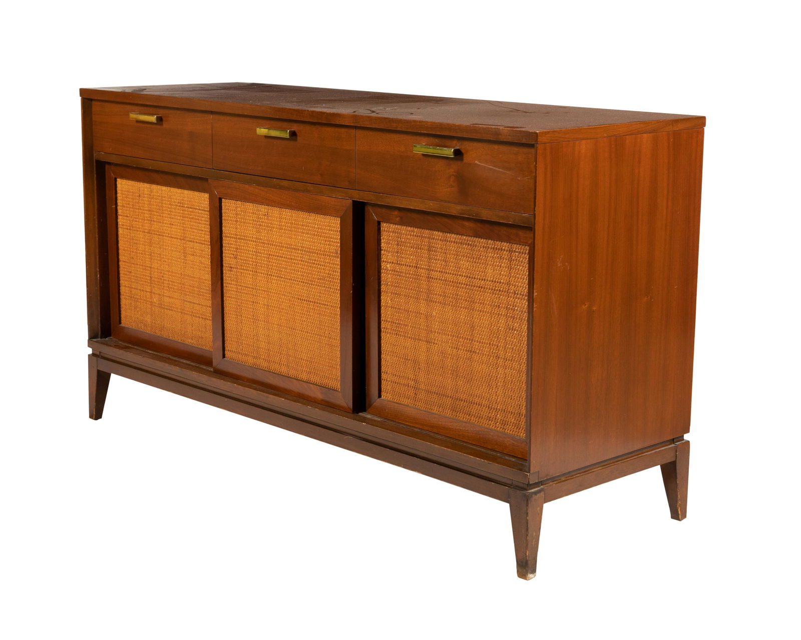 Walnut and Cane Credenza (1 of 5)