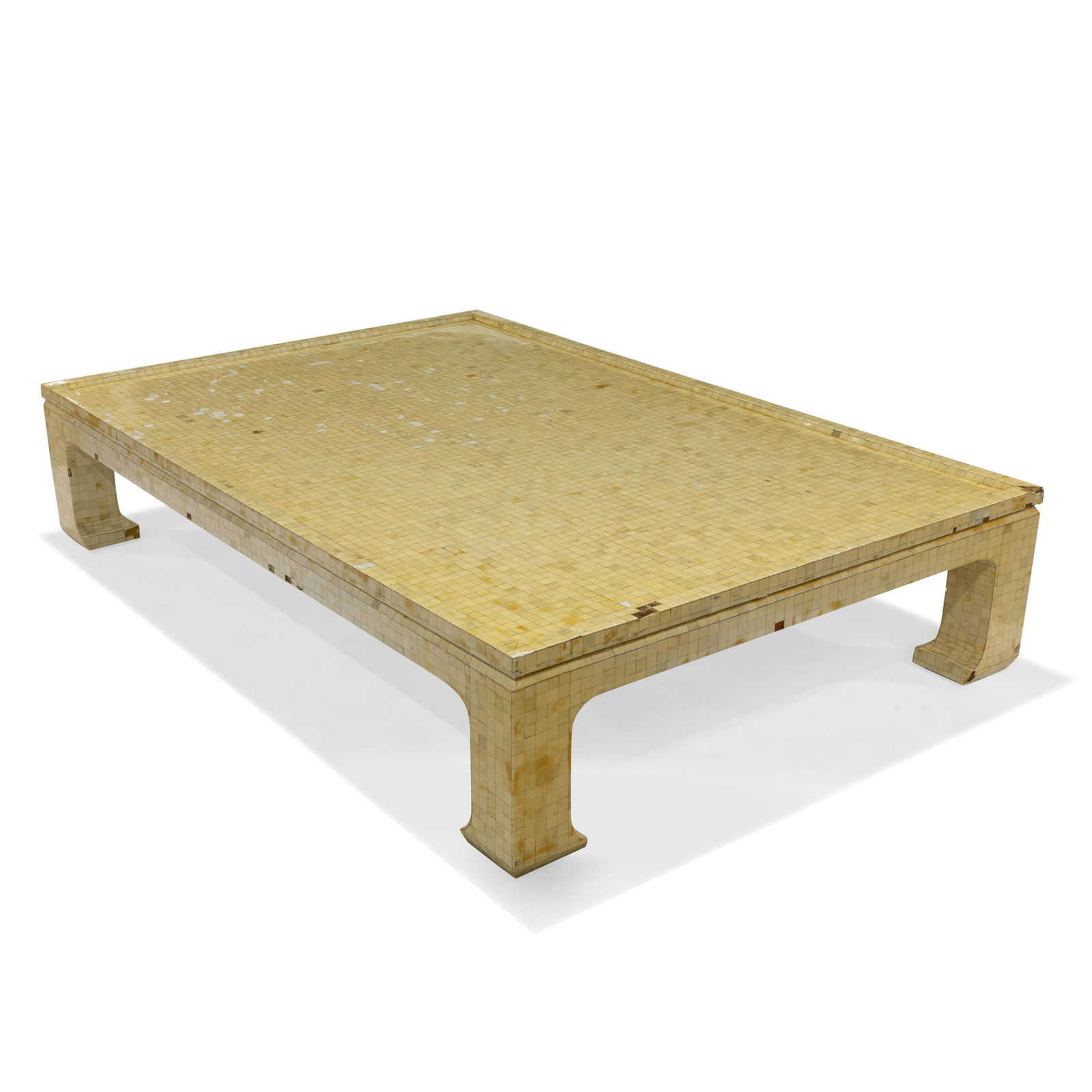 Enrique Garcel - Tessellated Bone Coffee Table: Description - Enrique Garcel oversized tessellated bone coffee table. Dimensions - 14" x 68" x 46"