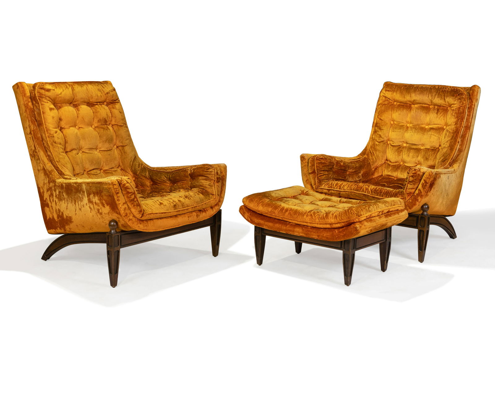 Hollywood Regency Tufted Chairs and Ottoman (1 of 3)