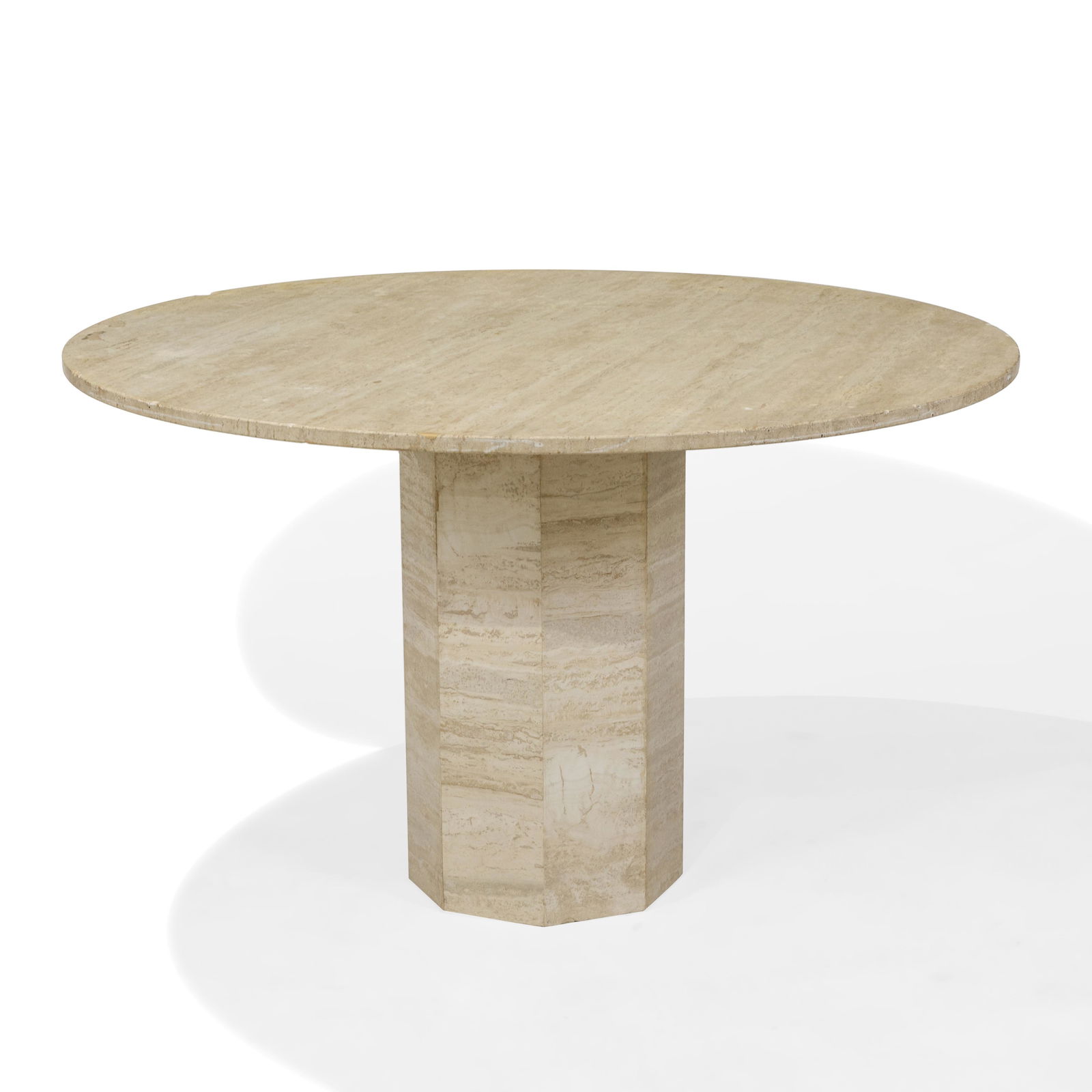 Travertine Marble Pedestal Table (1 of 5)