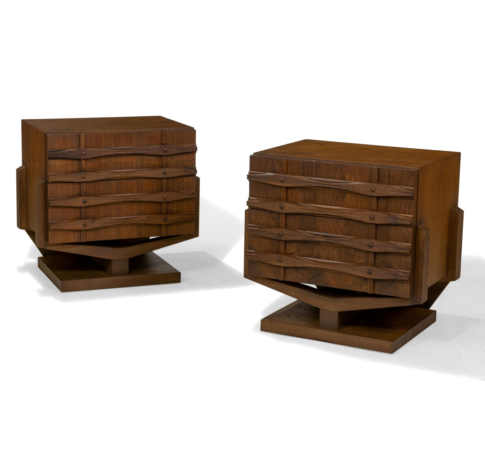 Brutalist Style Walnut Nightstands (1 of 3)