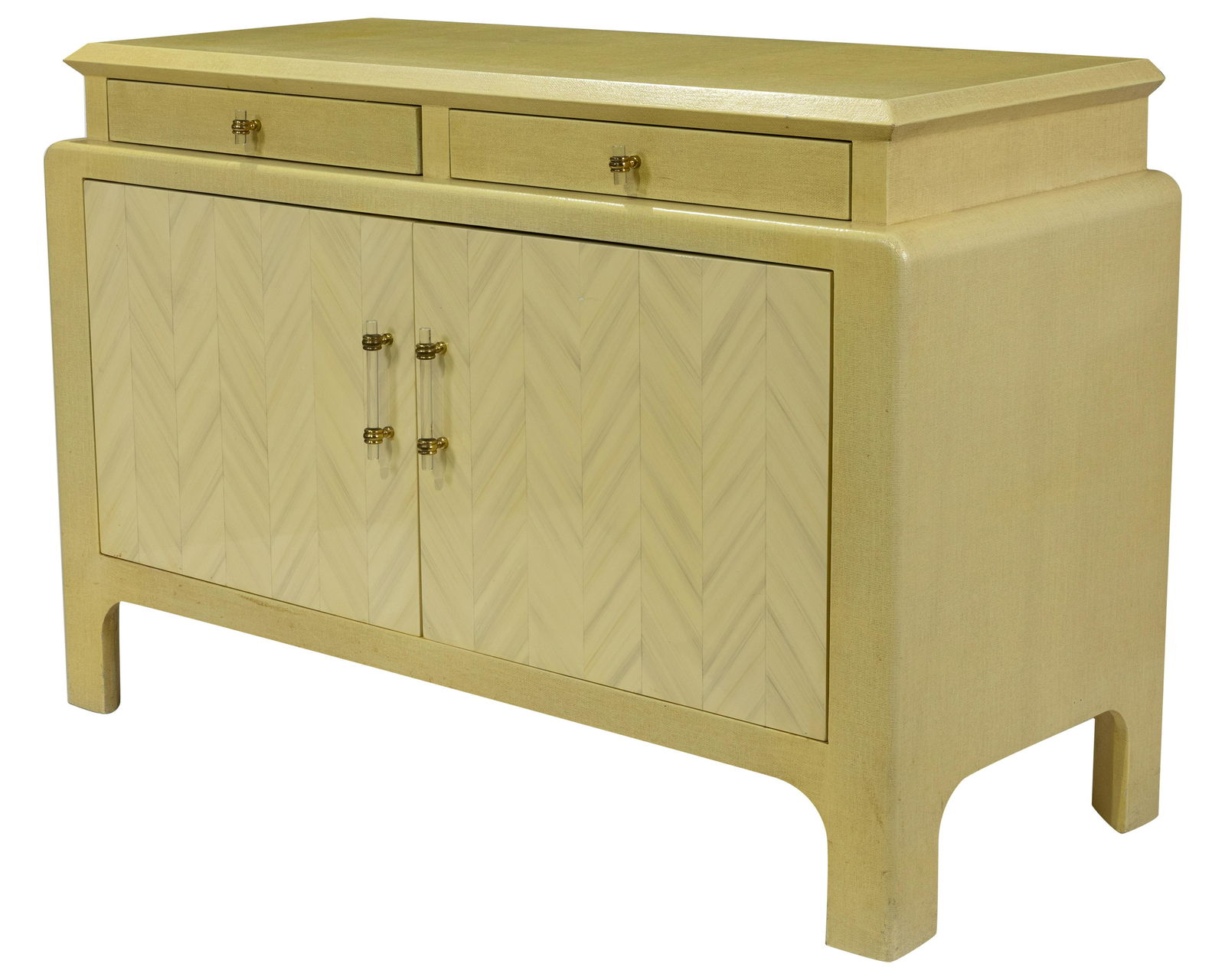 Karl Springer (Attr.) - Linen Wrapped Server: Description - Karl Springer attributed linen wrapped and faux bone server. Dimensions - 32" x 48" x 20"