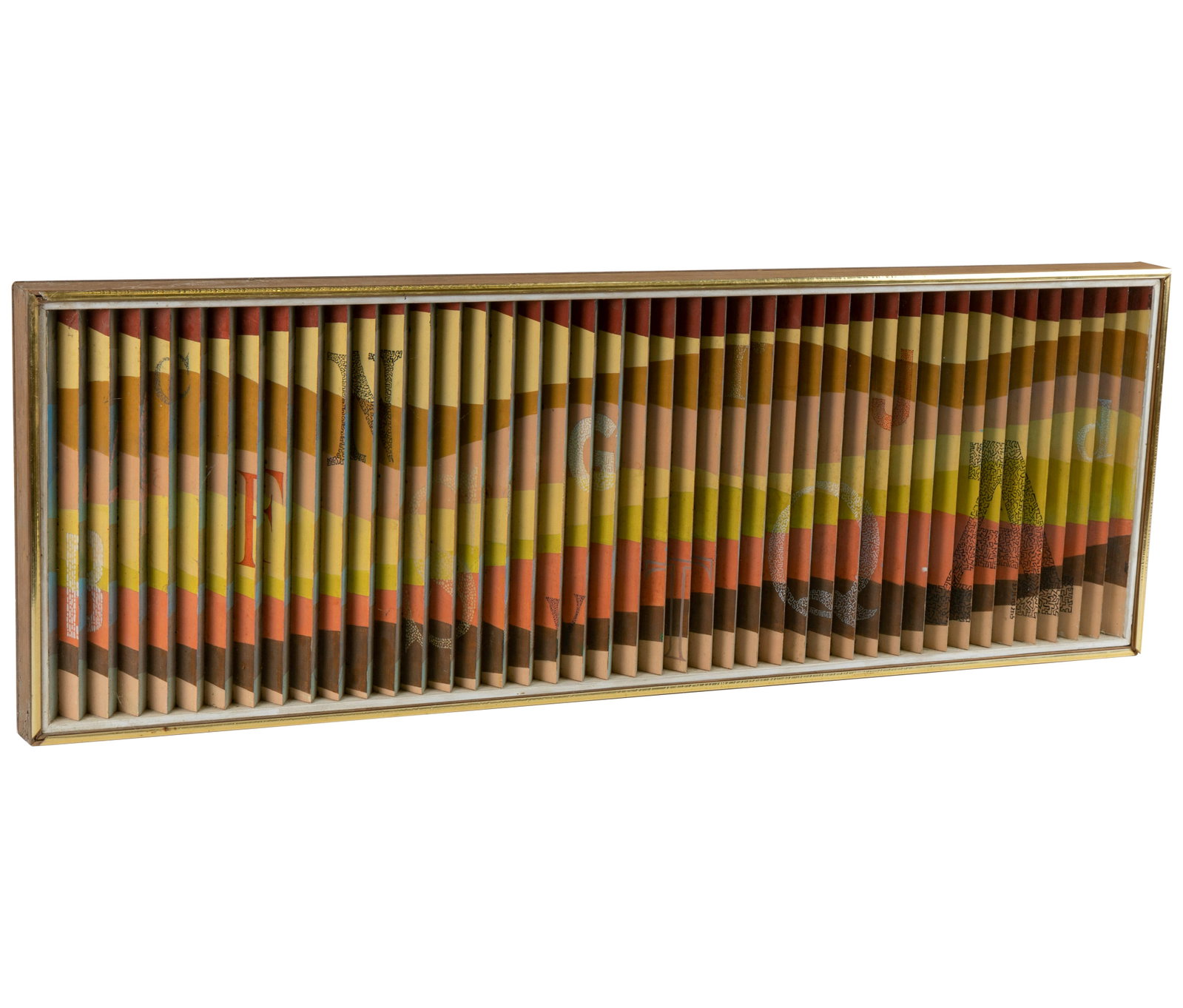 Lenticualr Painting on Wood: Description - Lenticular mid century painting on metal. Signed Arne Oker. Dimensions - 17" x 41"