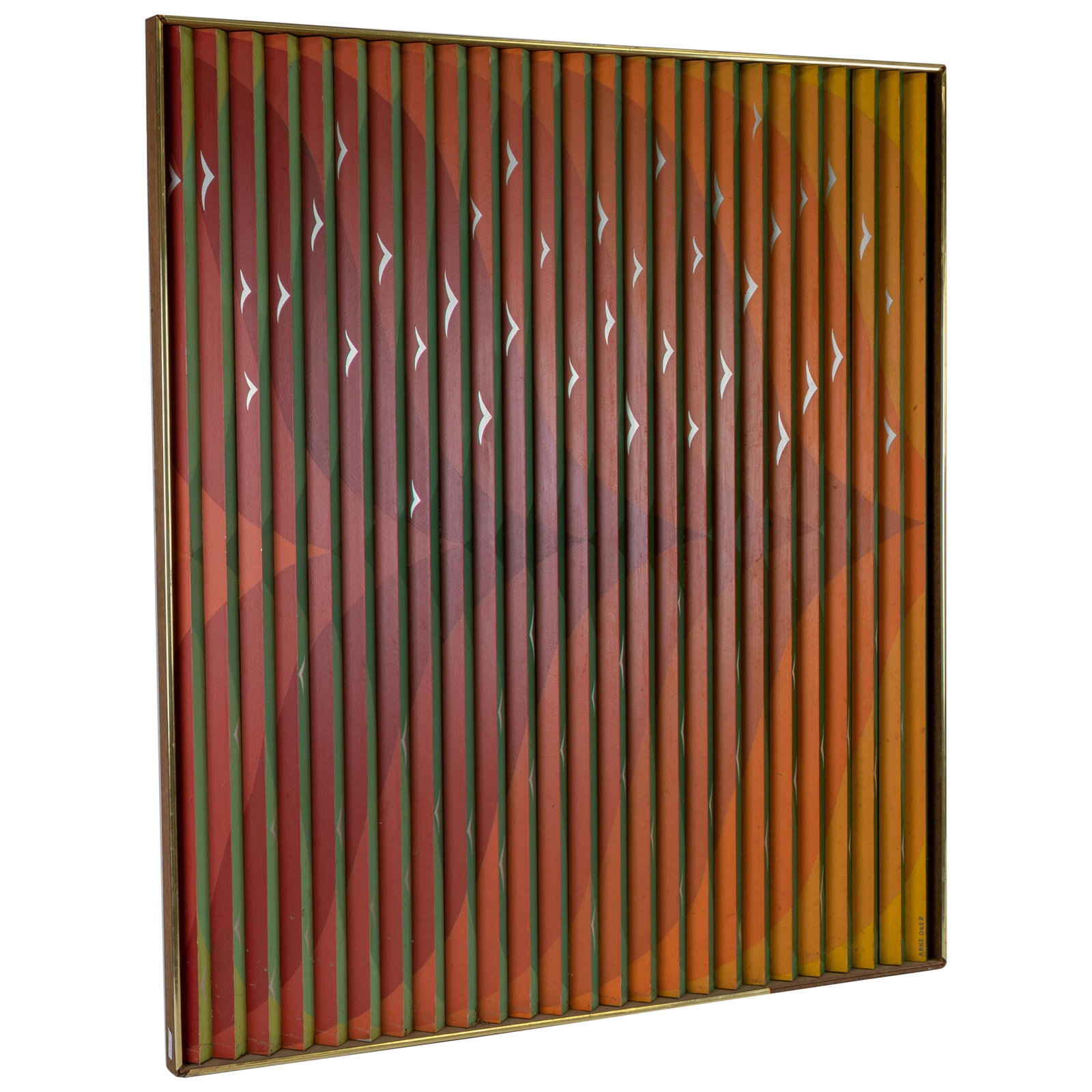 Lenticular Painting on Metal: Description - Lenticular painting on metal. Signed Arne Oker. Dimensions - 41" x 36"