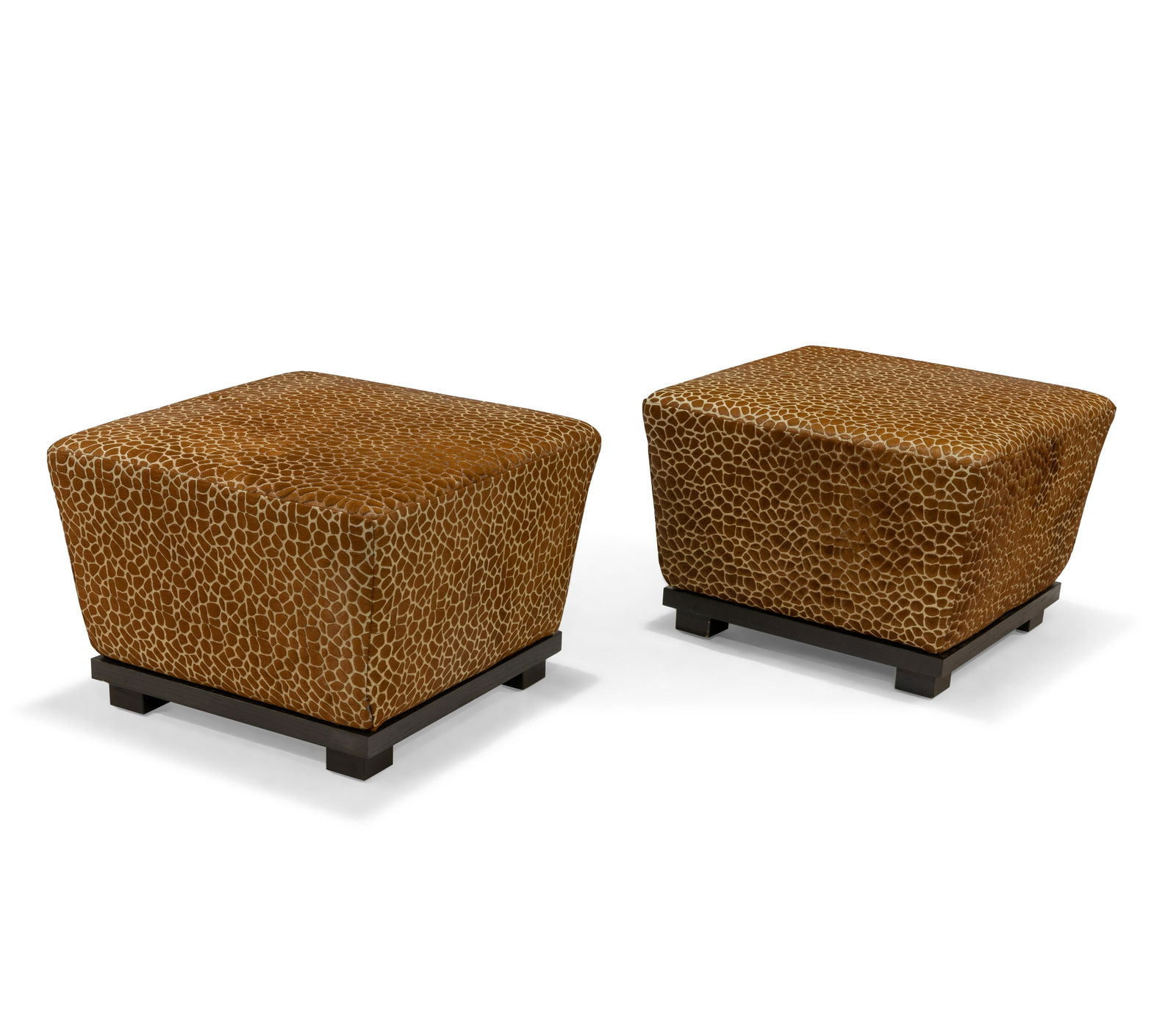 Faux Giraffe Oversized Ottomans - Pair (1 of 2)
