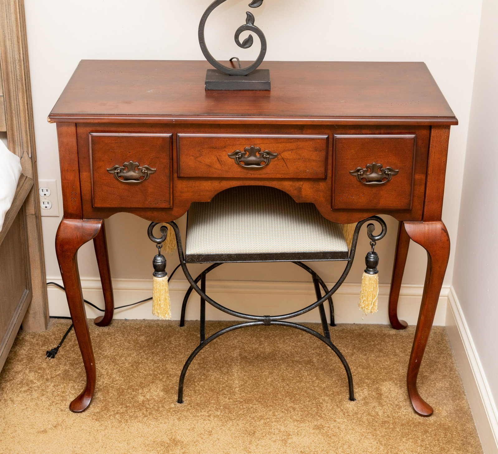 Mahogany Low Boy: Description - Mahogany low boy. Dimensions - 31.5" x 36" x 18"
