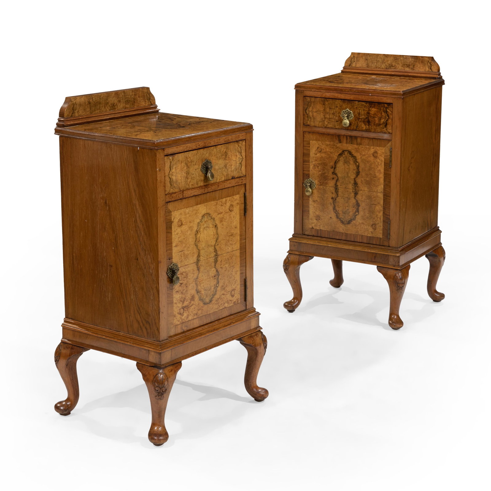 Burl Nightstands - Pair: Description - Pair of burl nightstands. Dimensions - 35" x 16" x 14.5"
