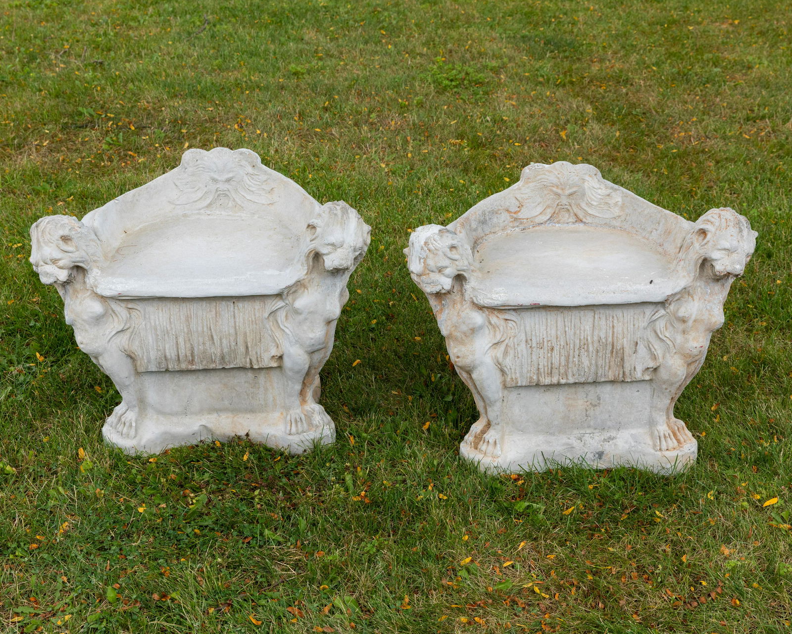 Figural Concrete Lion Garden Stools - Pair (1 of 6)