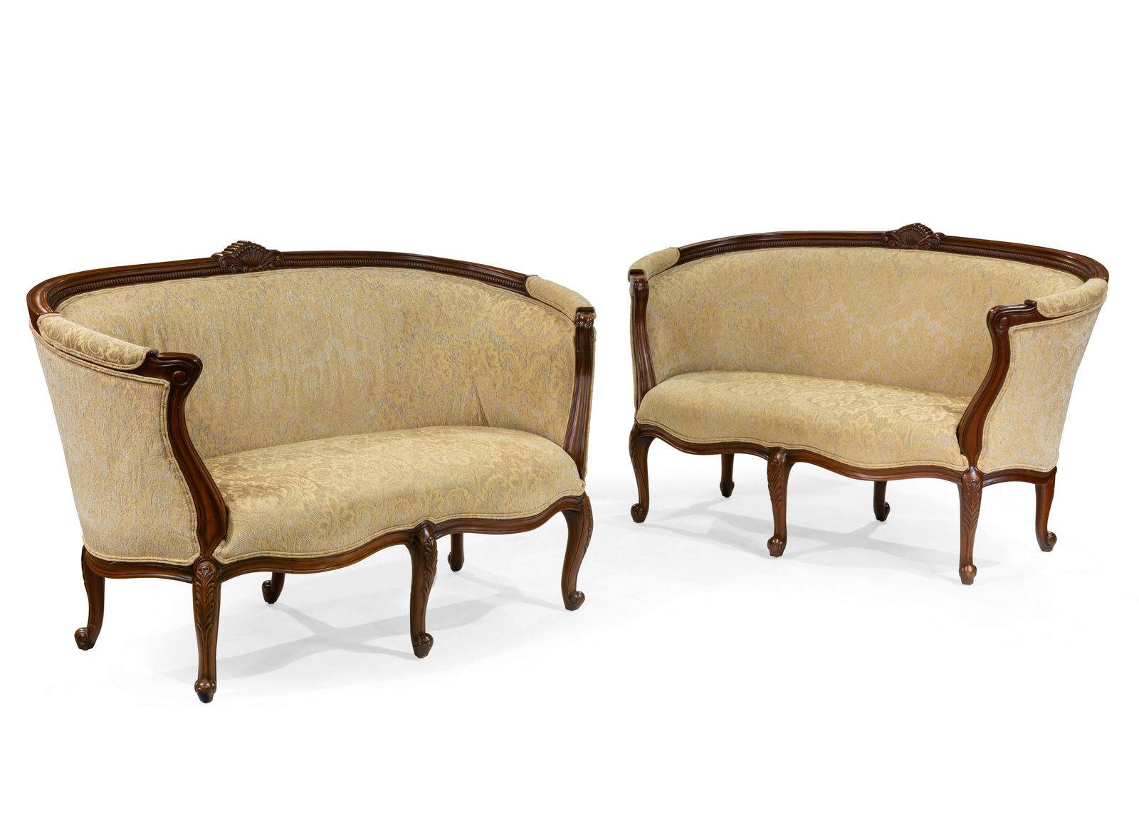 French Style Mahogany Loveseats - Pair (1 of 5)