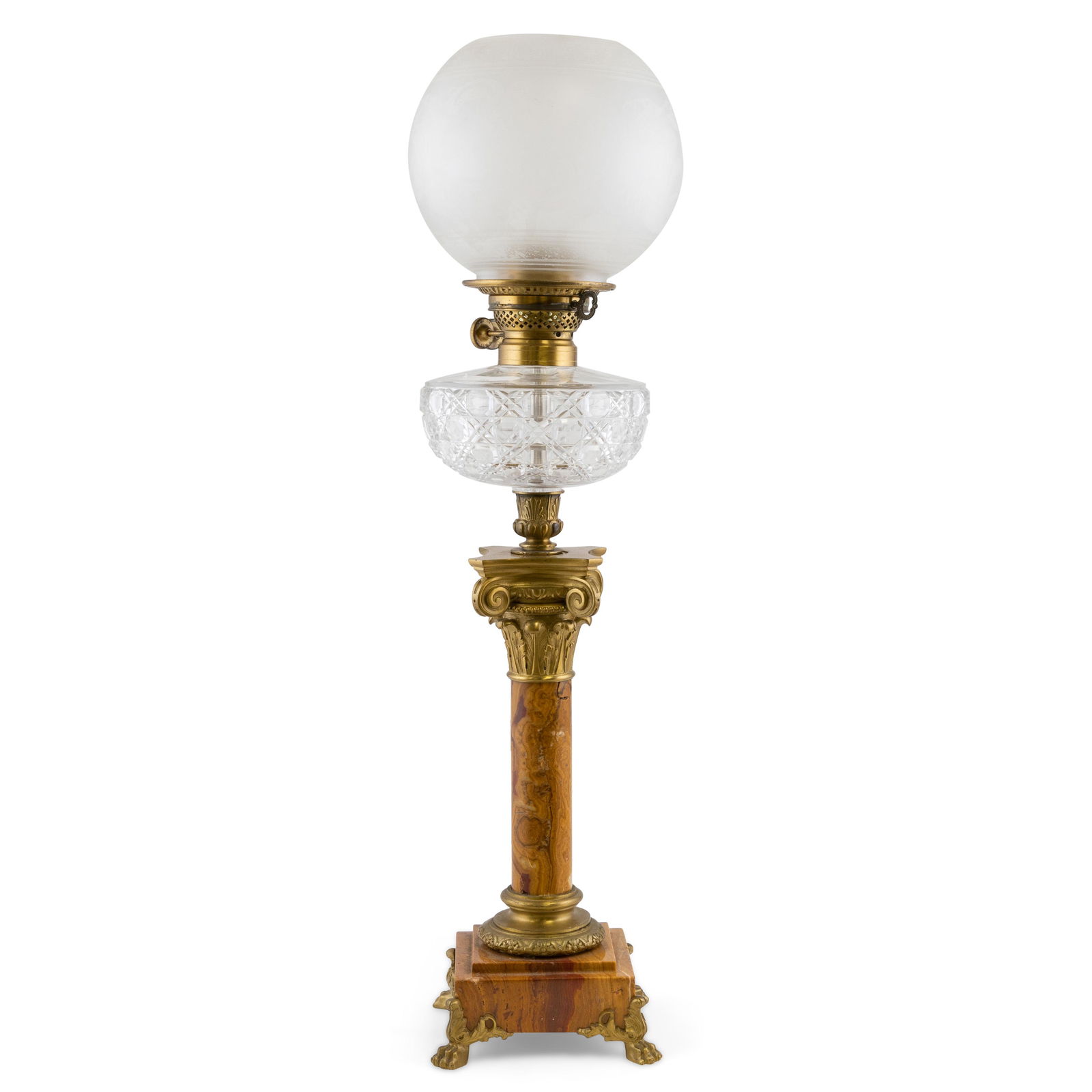 Bronze Marble and Crystal Pedestal Lamp (1 of 4)