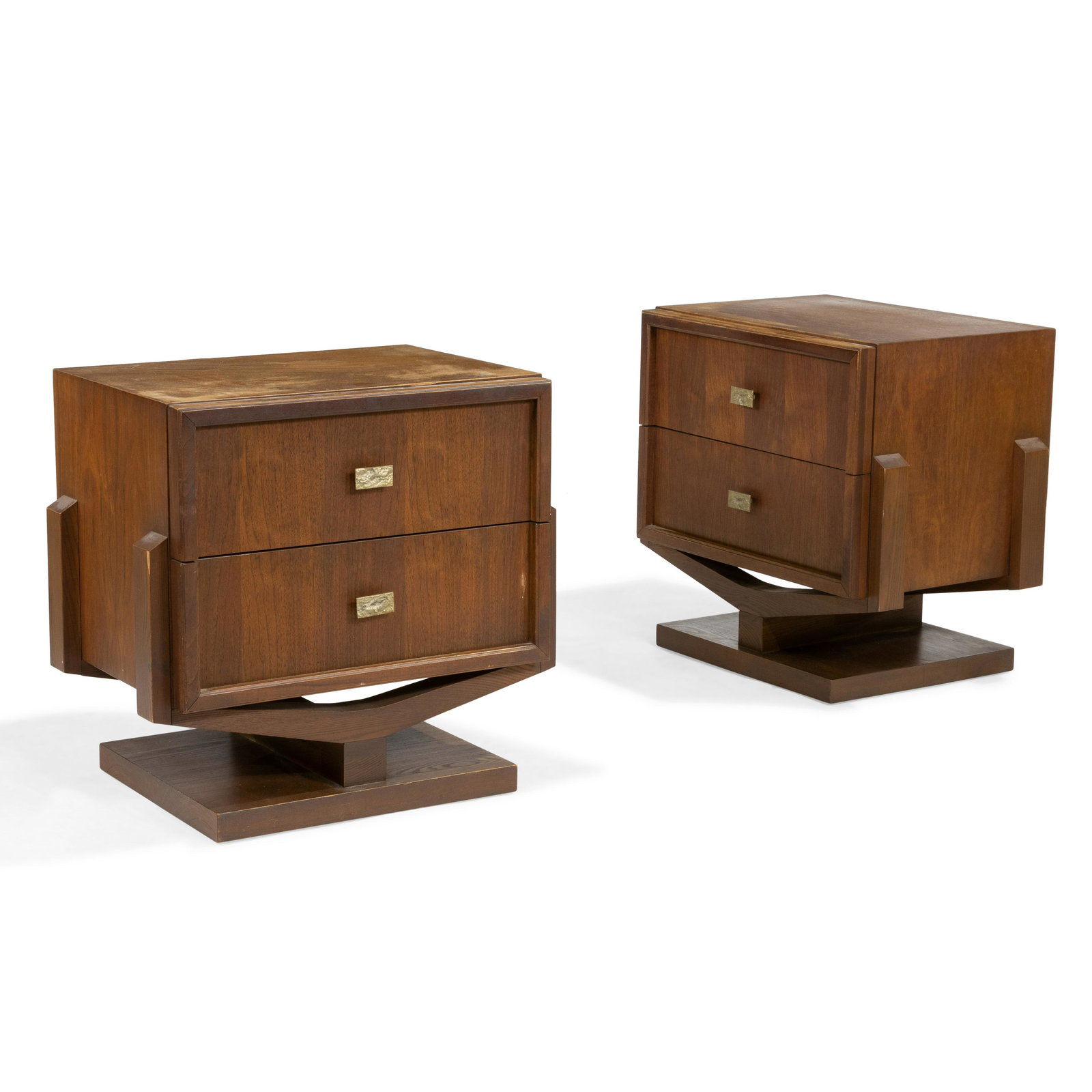 Brutalist Style Walnut Nightstands - Pair (1 of 4)