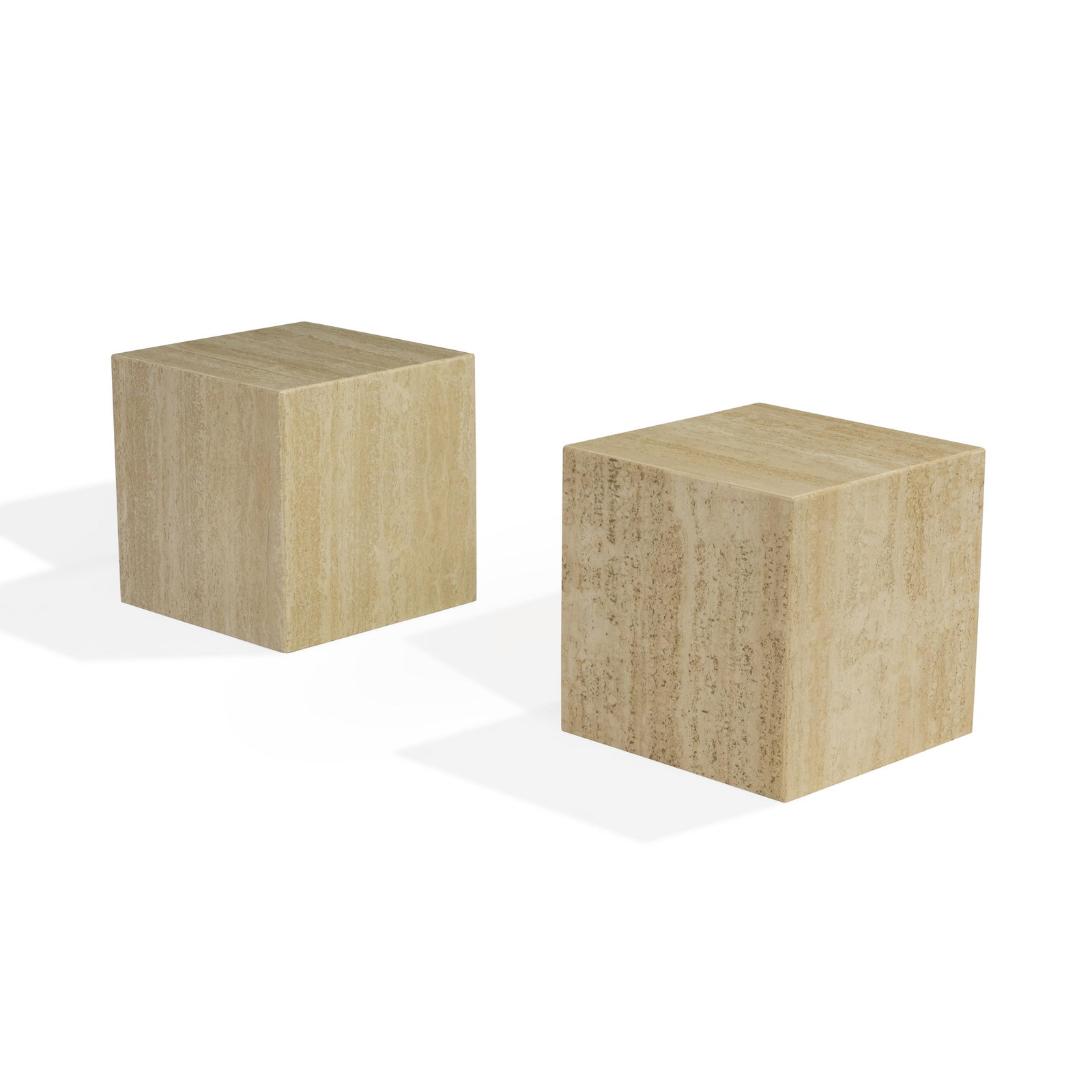 Milo Baughman (Attr.) - Travertine Cube Tables (1 of 2)