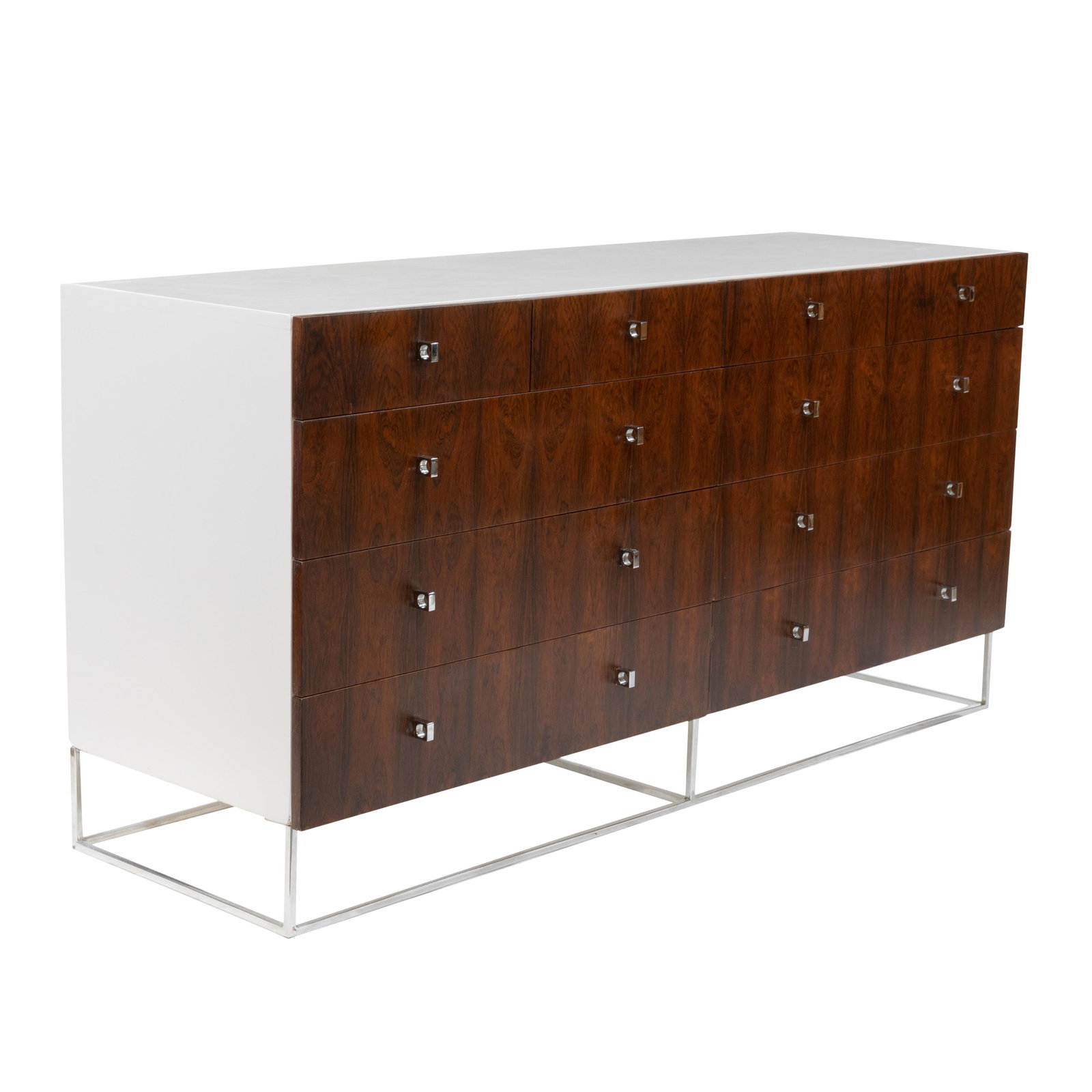 Rougier - Rosewood Dresser: Description - Rougier 10 drawer rosewood dresser. Dimensions - 32" x 64" x 21"