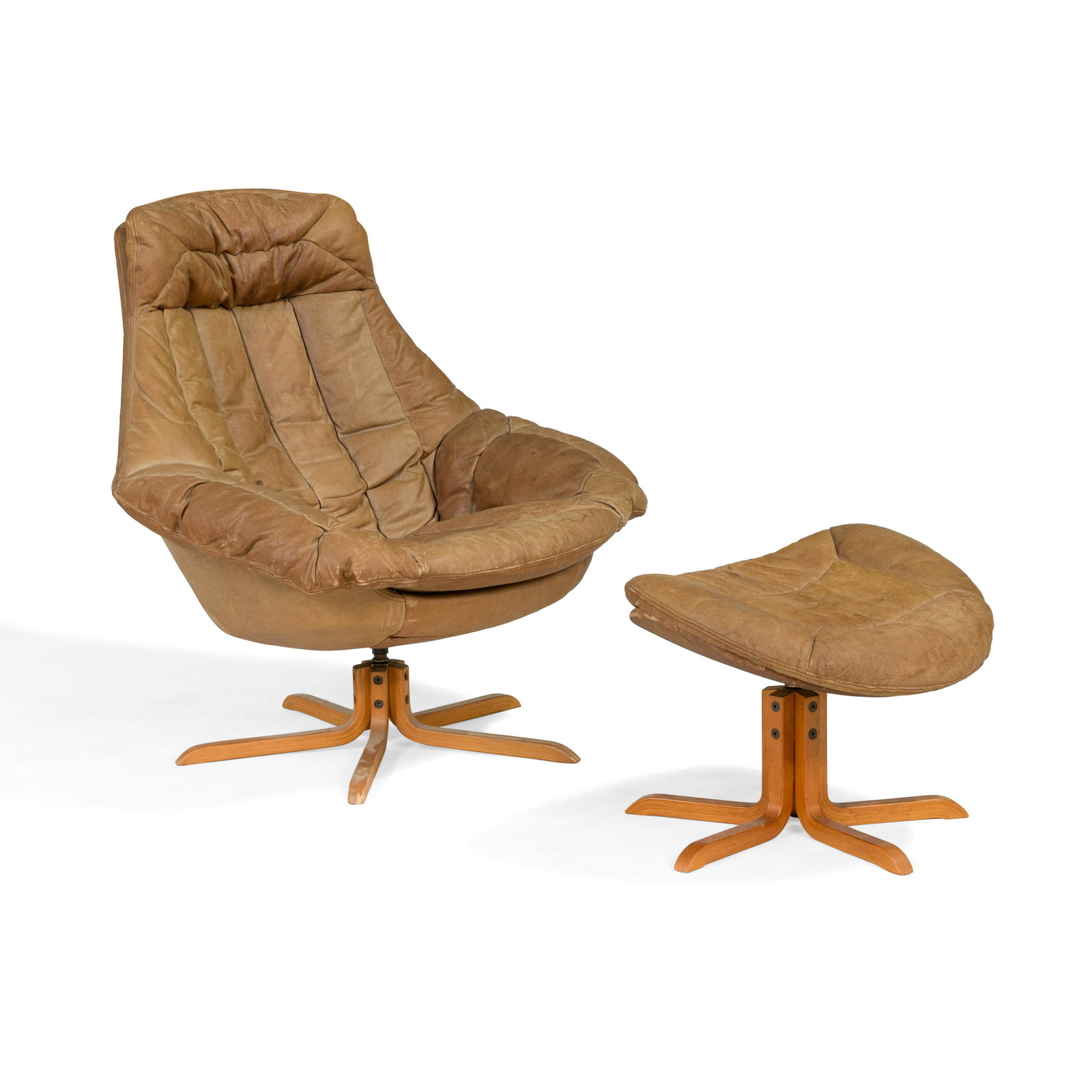 Swedish Leather Chair and Ottoman (1 of 4)