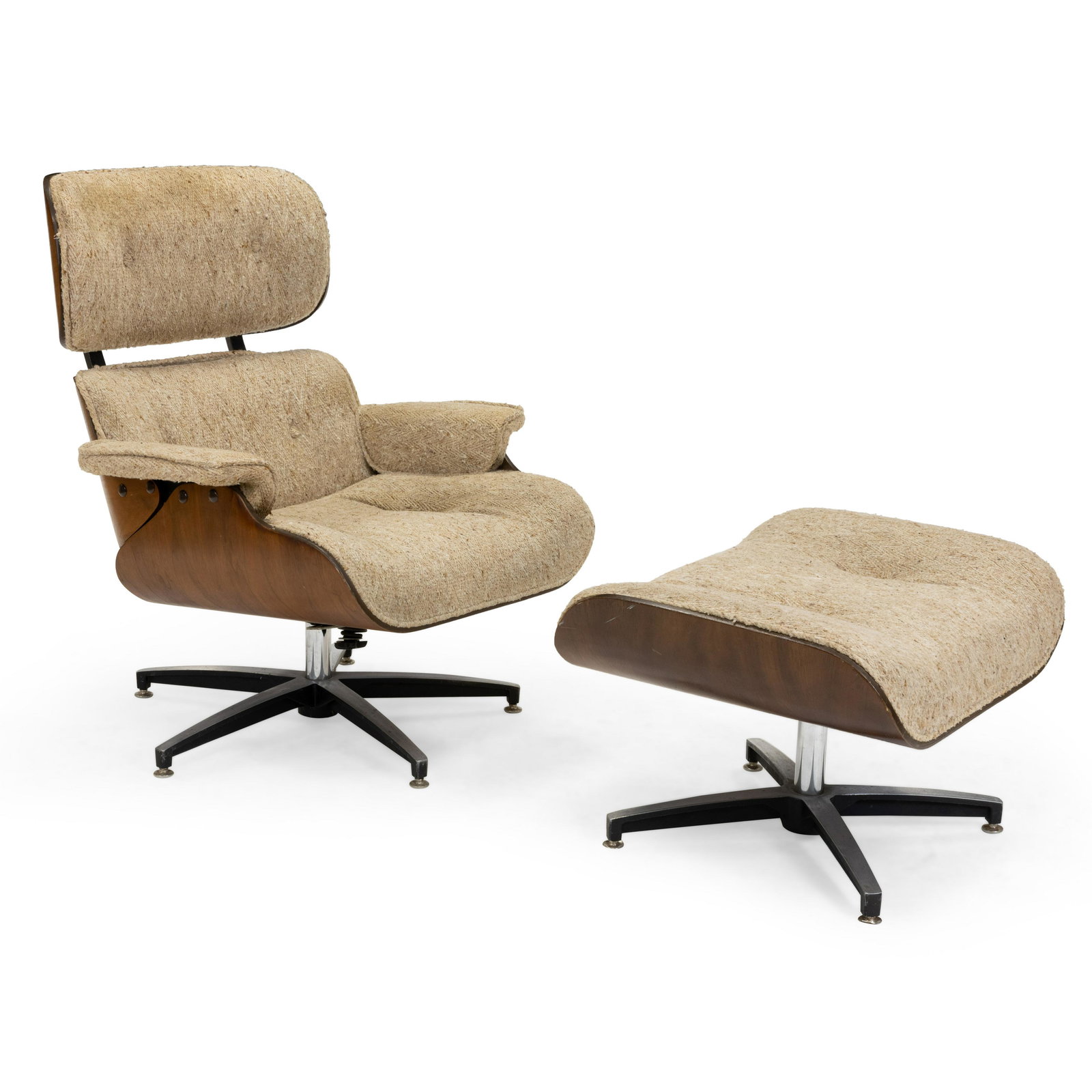 Eames Style Walnut Chair and Ottoman (1 of 3)