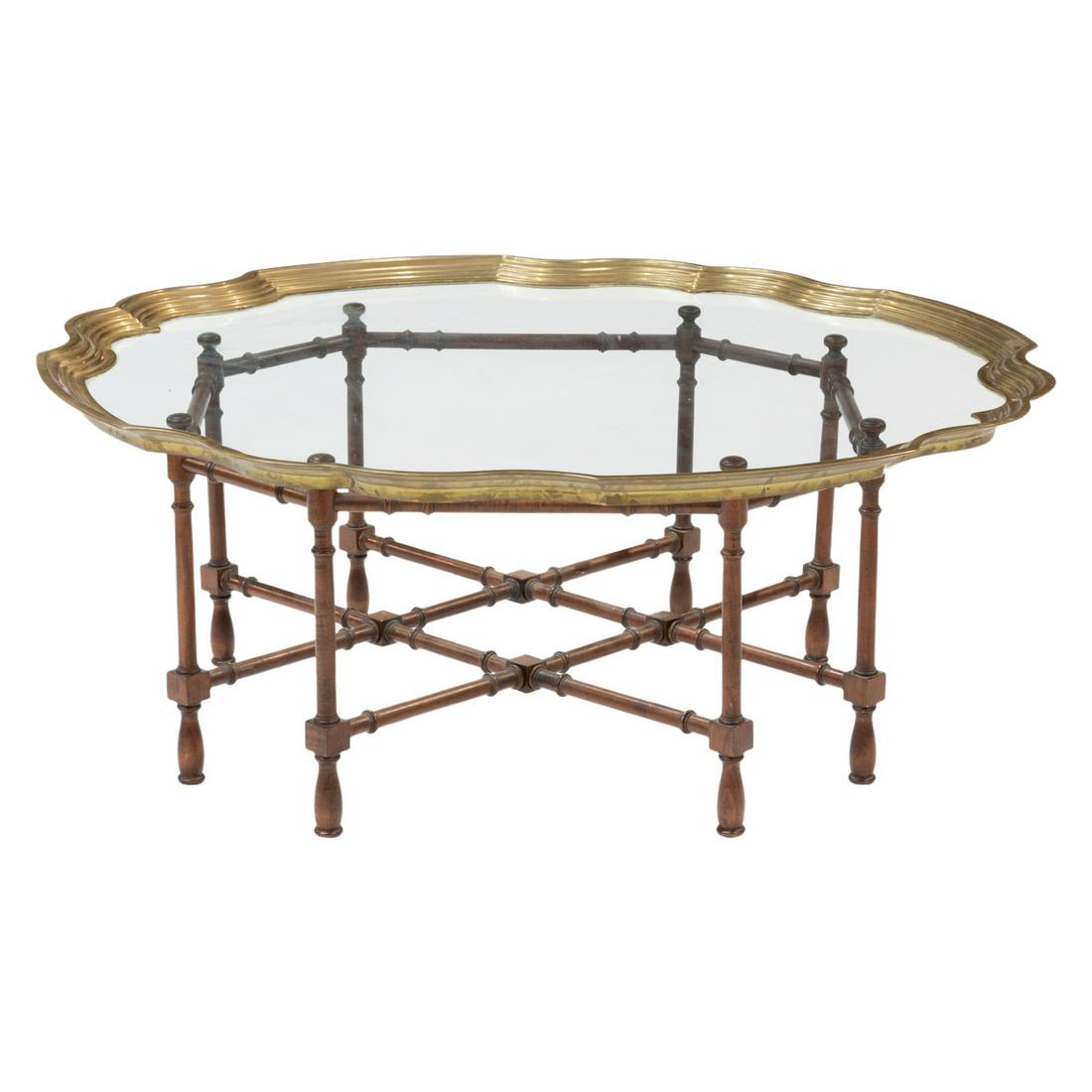 Faux Bamboo and Brass Coffee Table (1 of 2)