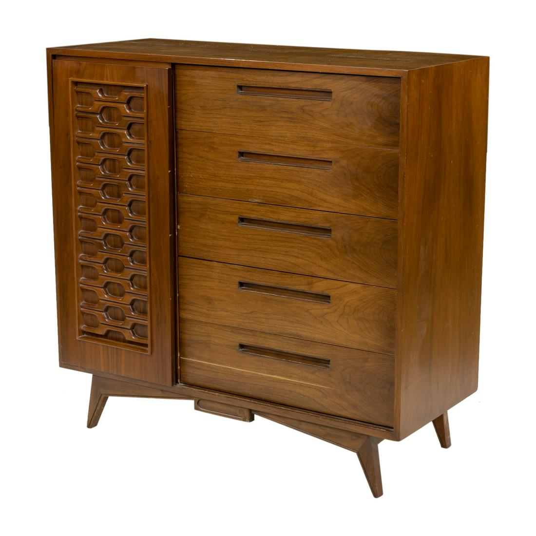 Sculpted Walnut Chifferobe (1 of 4)