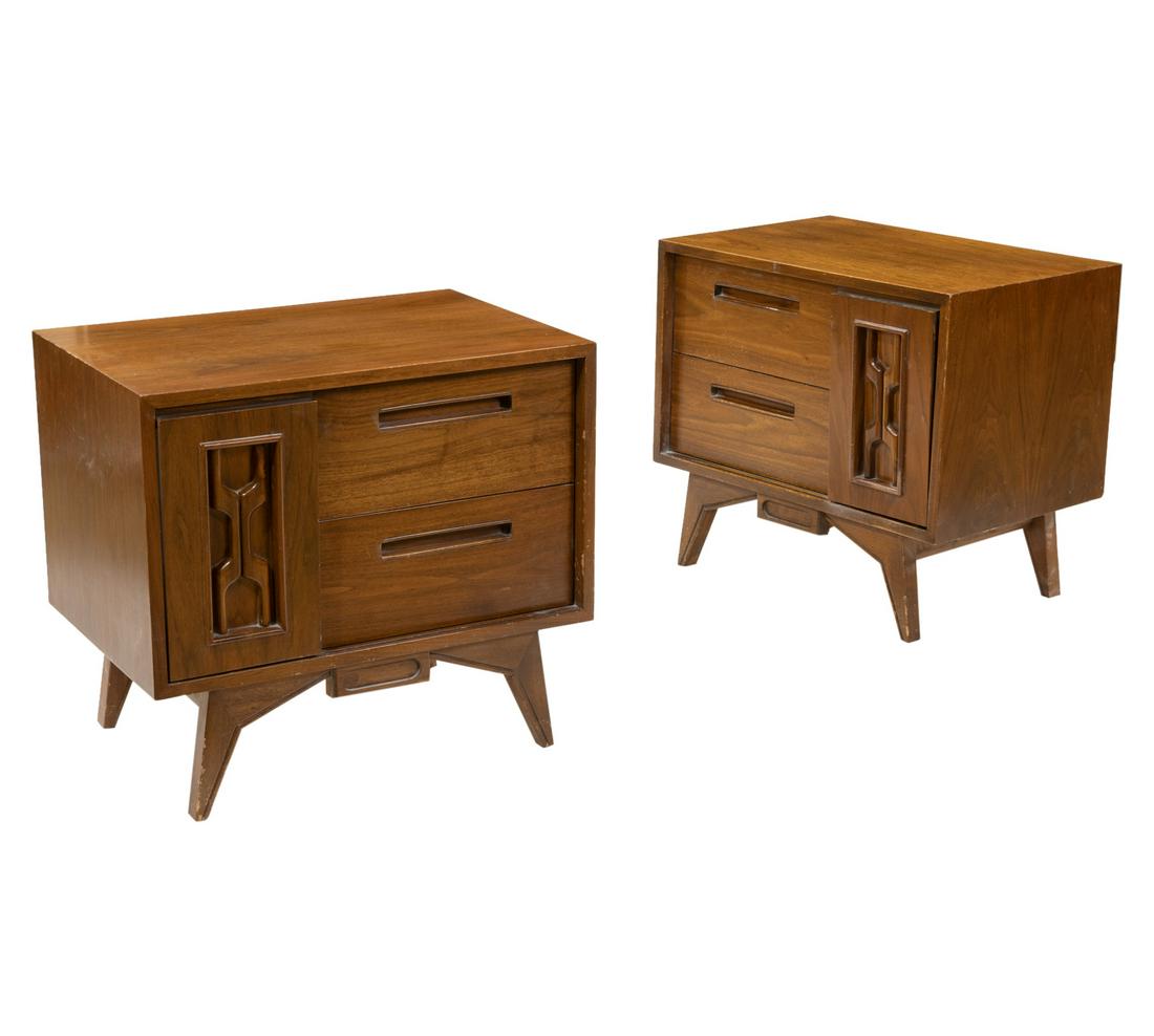 Sculpted Walnut Nightstands - Pair (1 of 3)
