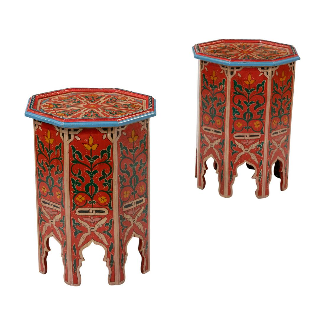 Painted Moroccan Style Tables - Pair (1 of 2)