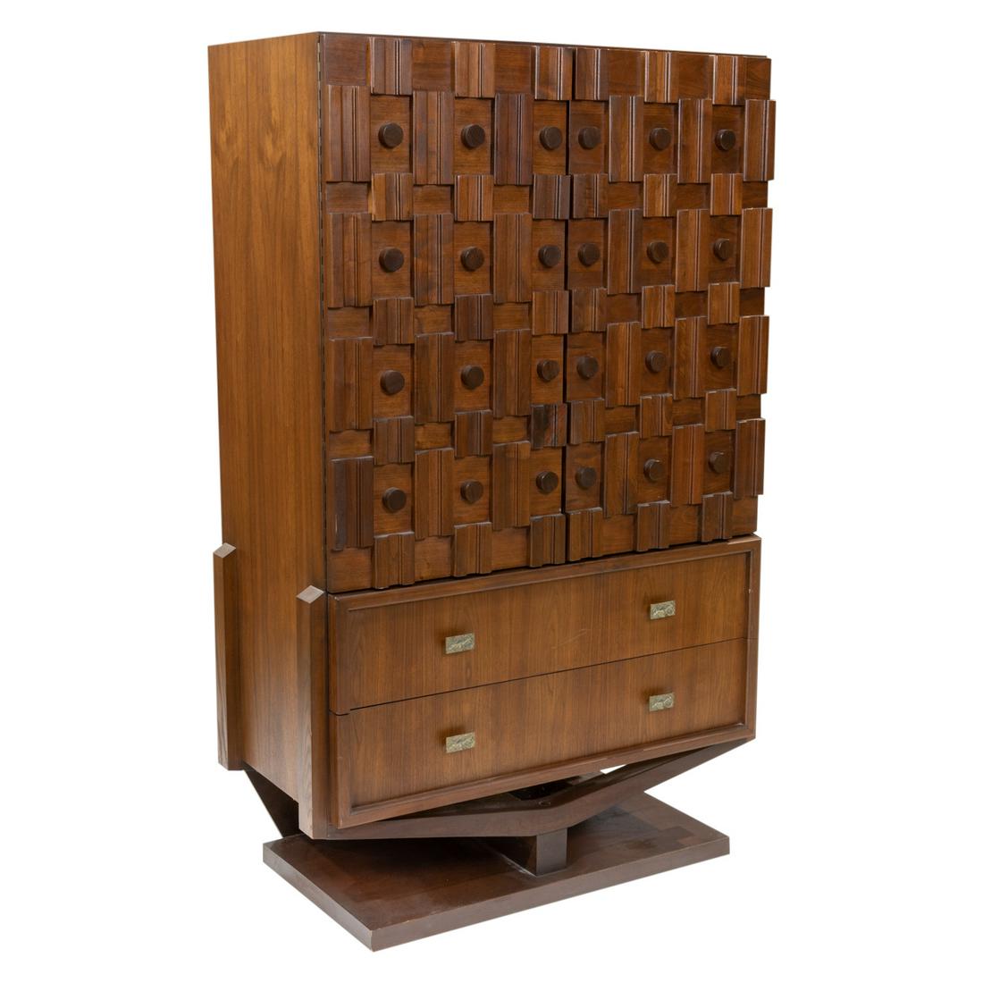 Brutalist Style Walnut Chifferobe (1 of 5)