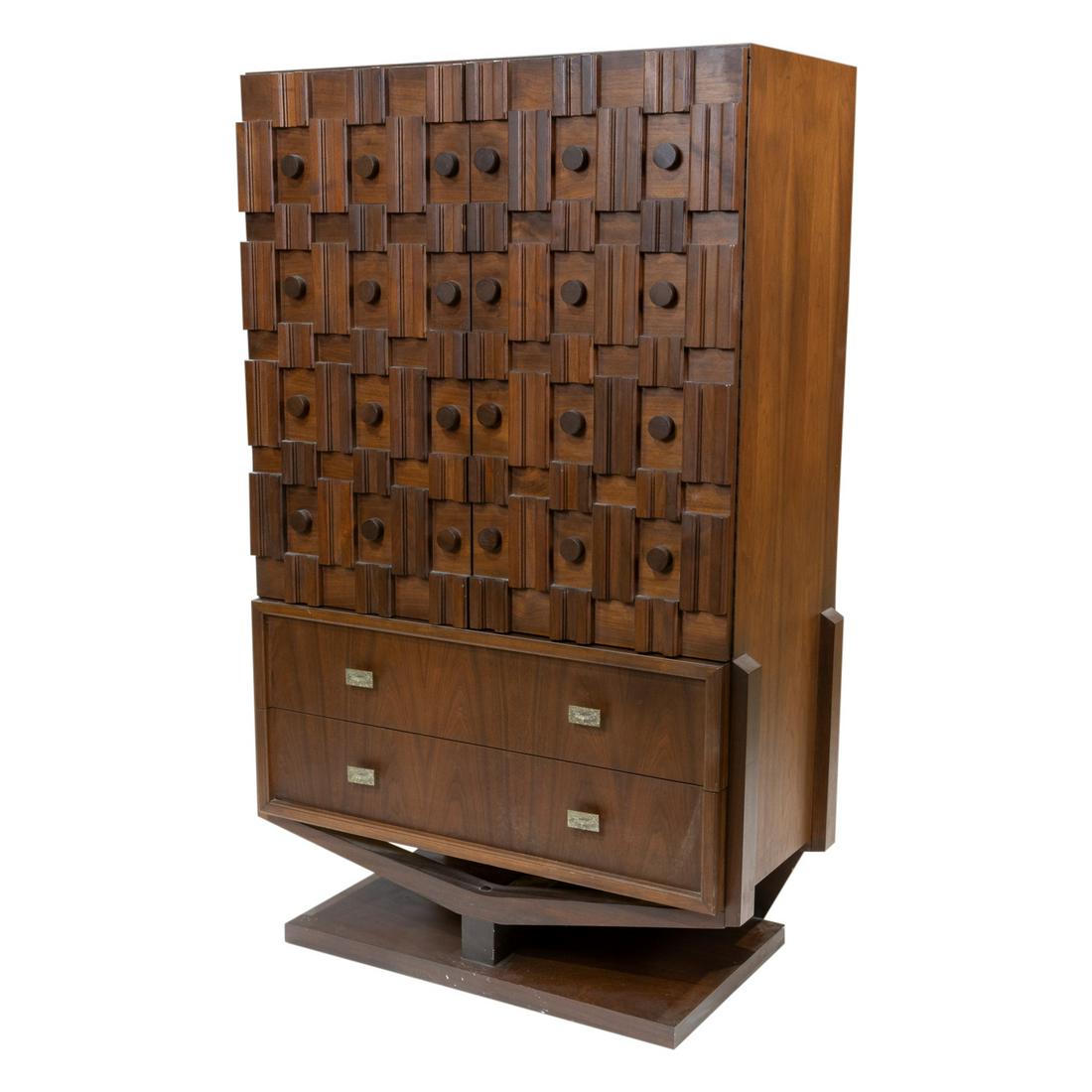 Brutalist Style Walnut Chifferobe (1 of 5)