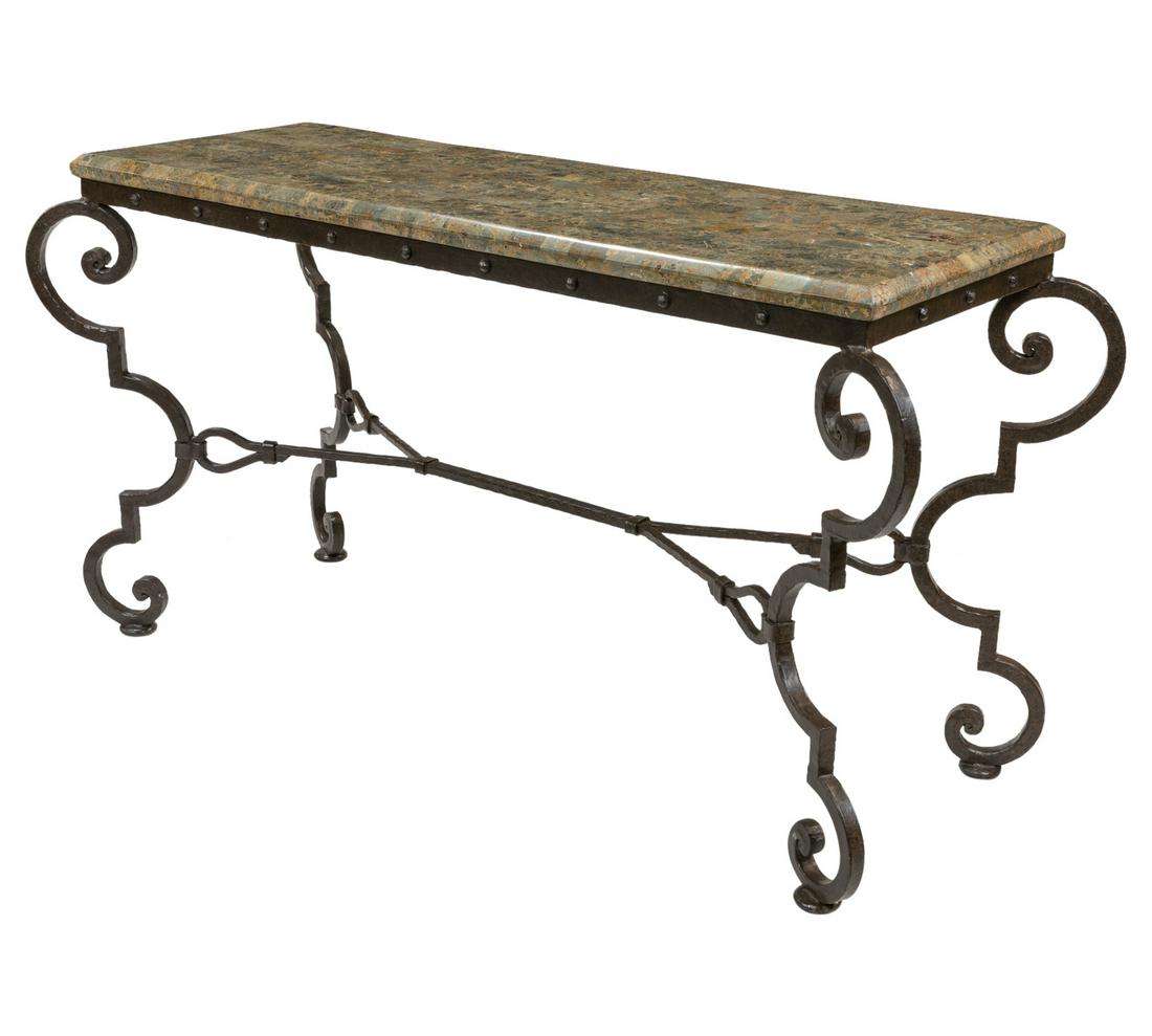 Tessellated Stone and Iron Console (1 of 2)
