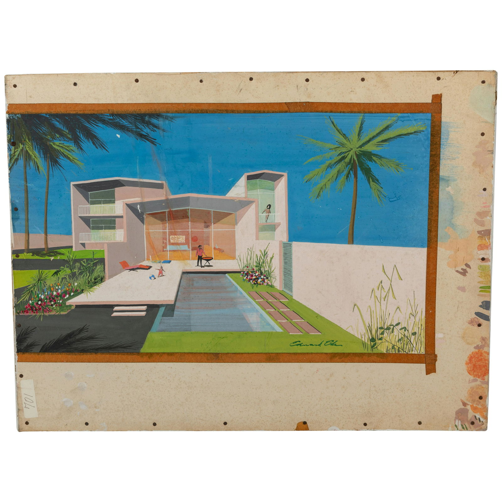 Mid Century Architectural Painting - Signed (1 of 3)