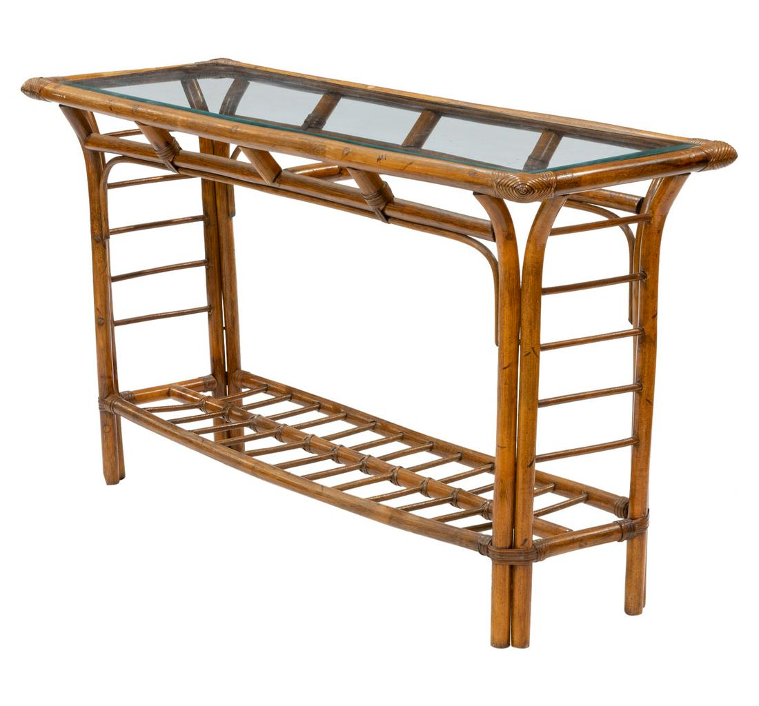 Bamboo and Glass Sofa Table (1 of 2)