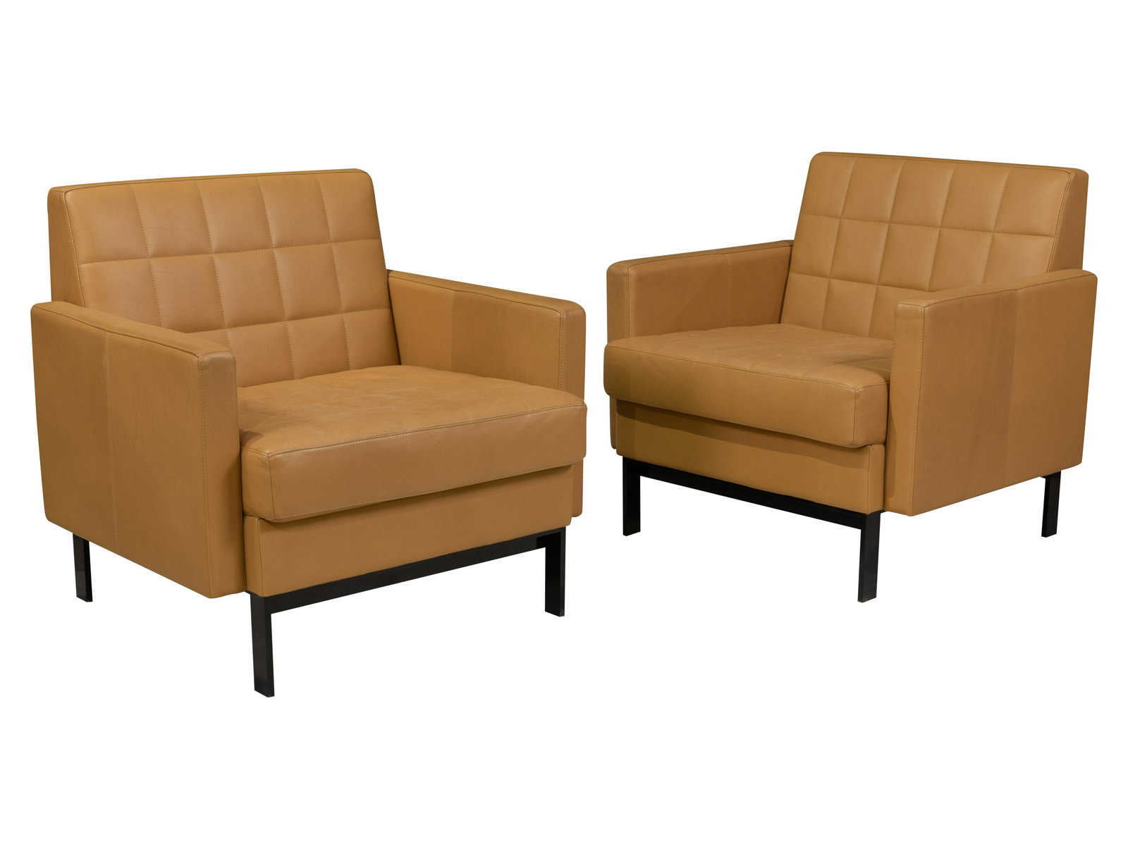 Coalesse - Leather Club Chairs: Description - Pair of Coalesse steelcase leather club chairs. Dimensions - 31" x 32" x 31"