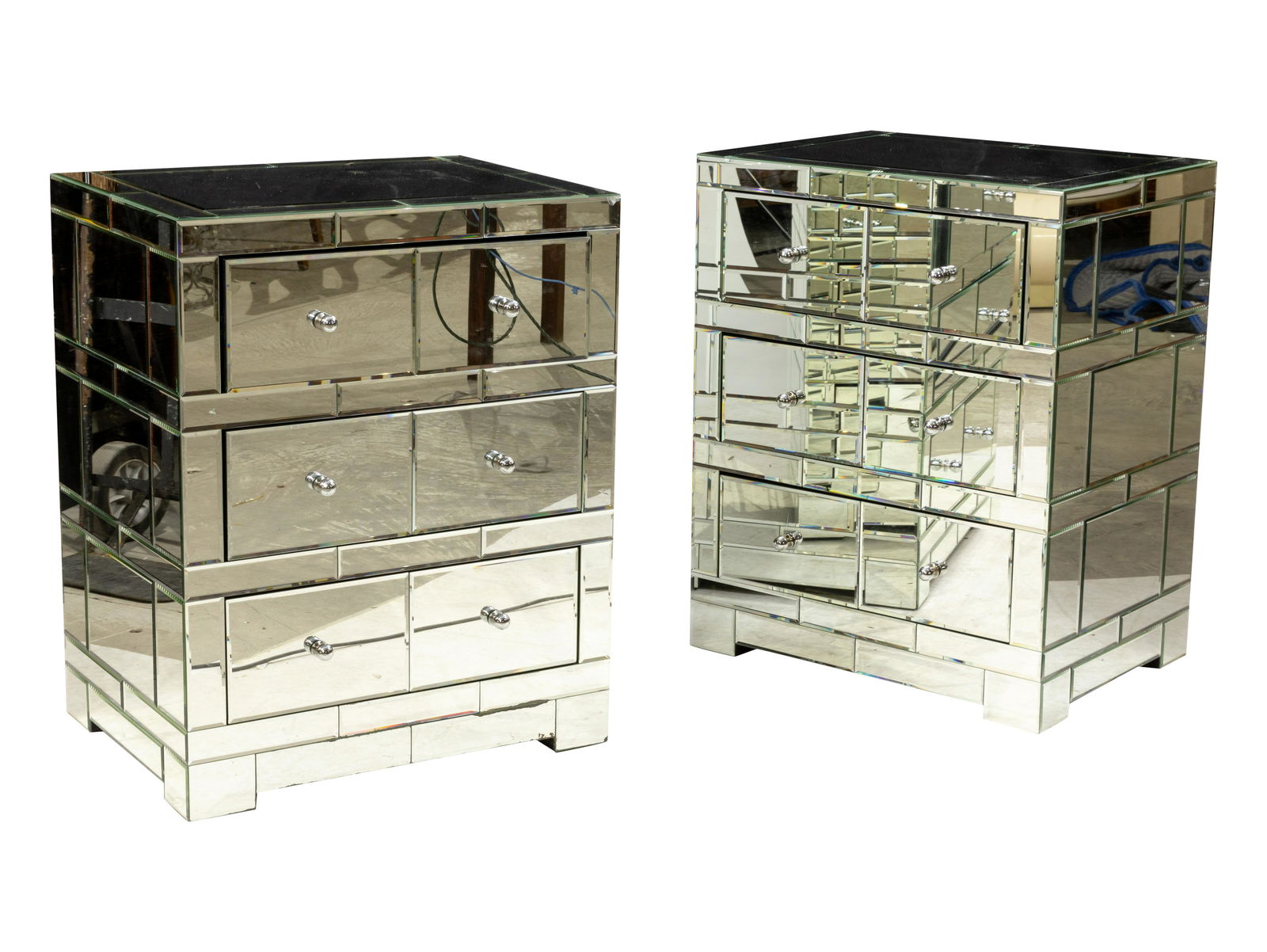 Mid Century Mirrored Chests - Pair (1 of 3)