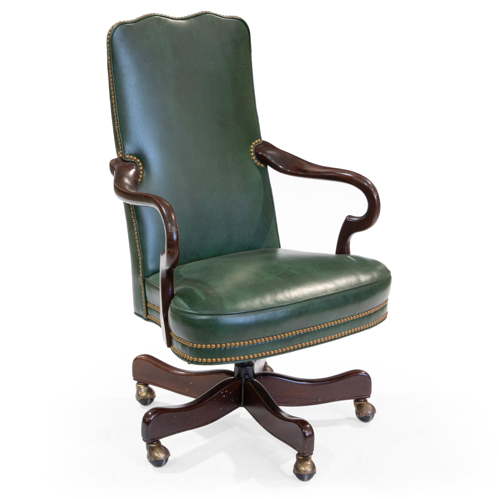 Hancock and Moore - Leather Office Chair: Description - Hancock and Moore crooked arm leather office chair. Dimensions - 44" x 27" x 23"