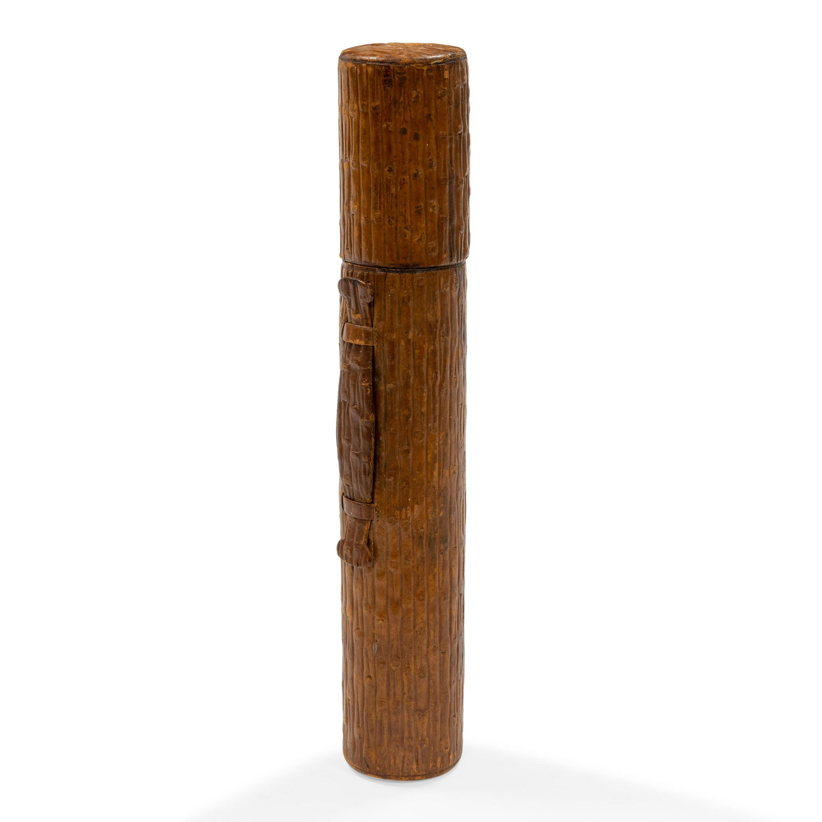 Leather Document Case: Description - 19th c. faux bamboo embossed leather document case. Dimensions - 15" x 2.5"