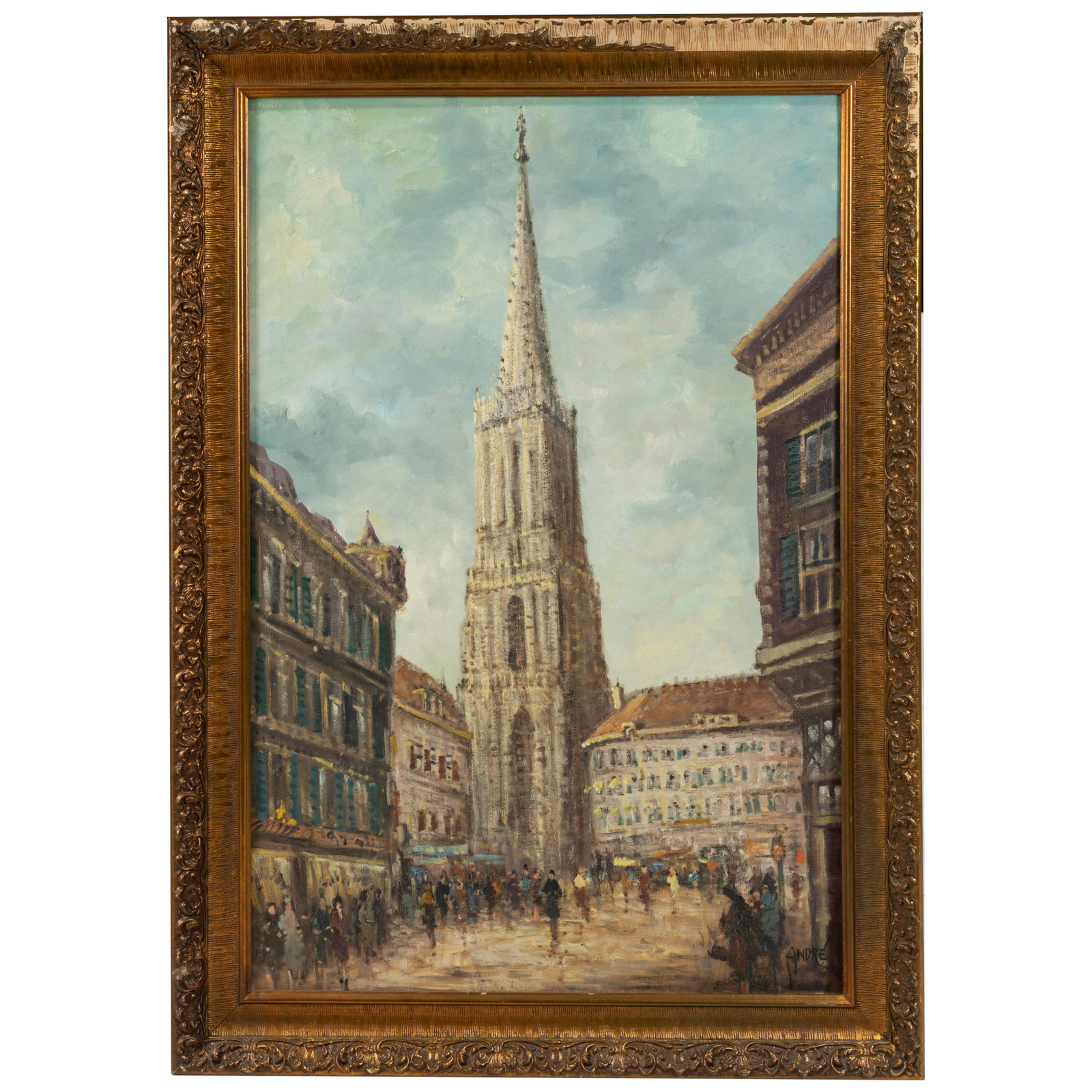 Andre Gittleson - Oil on Canvas: Description - Andre Gittleson Venetian street scene oil on canvas, signed Andre. Dimensions - 41.5" x 29.5"