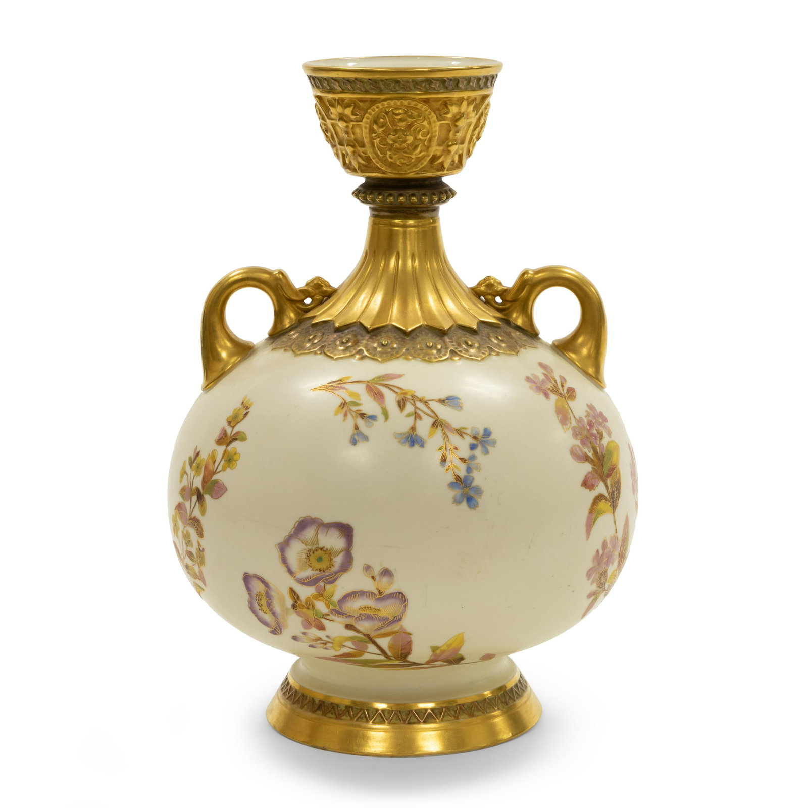 Royal Worcester Two Handled Vase: Description - Royal Worcester two handled vase. Dimensions - 12" x 8"