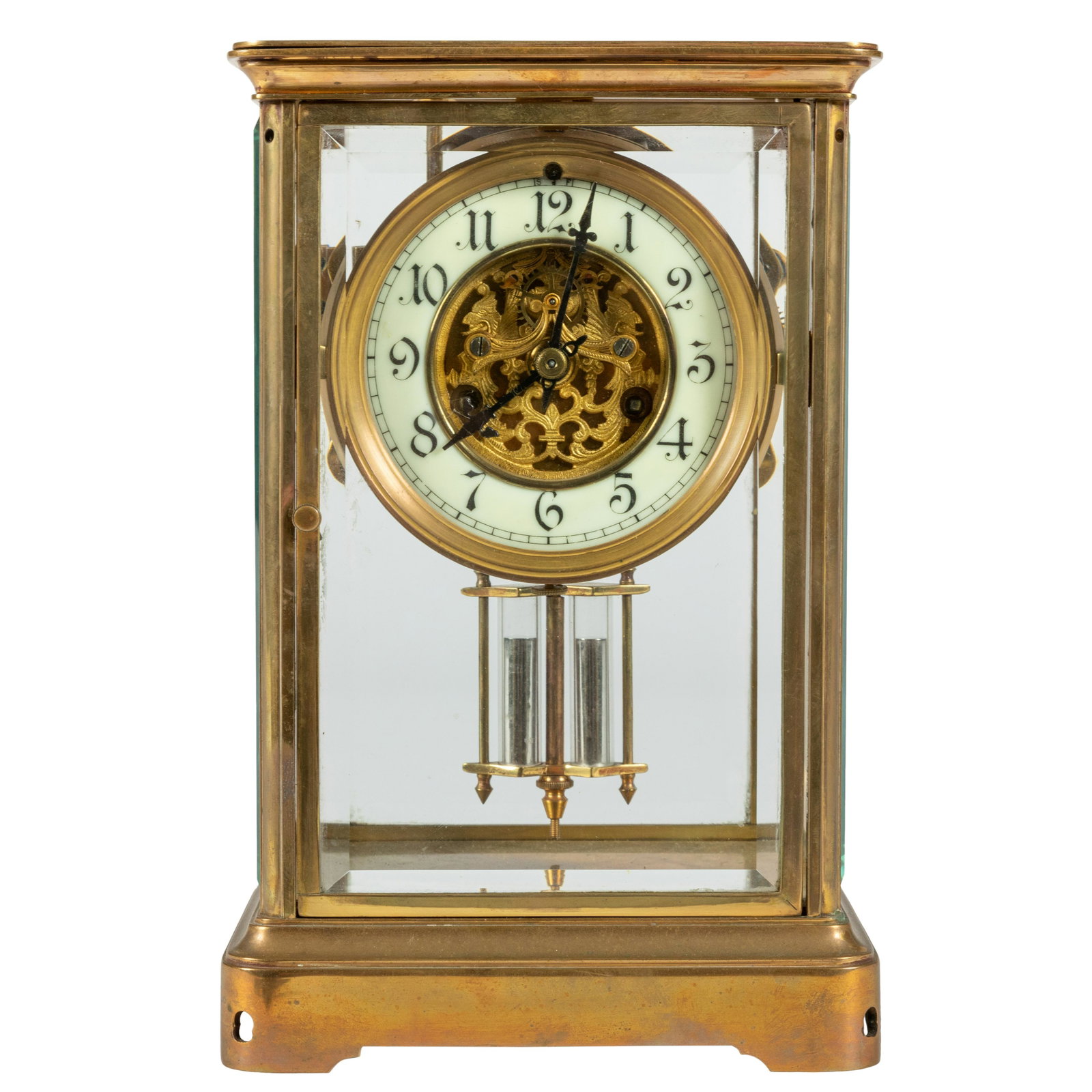 Waterbury Clock Co. - Crystal Regulator: Description - Waterbury Clock Co. crystal regulator. Dimensions - 10.5" x 6.75" x 5.25"