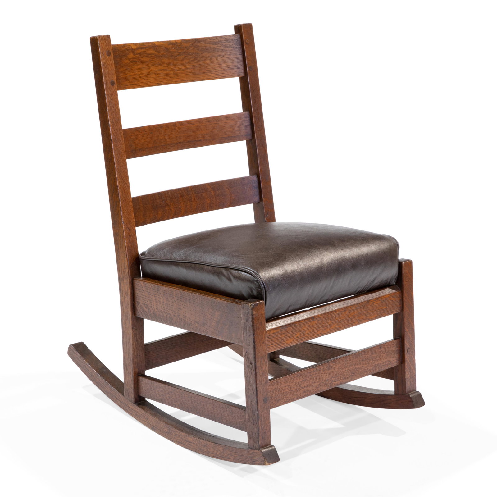 L & JG Stickley Mission Oak Rocker: Description - L & JG Stickley mission oak rocker. Dimensions - 31" x 17" x 22"