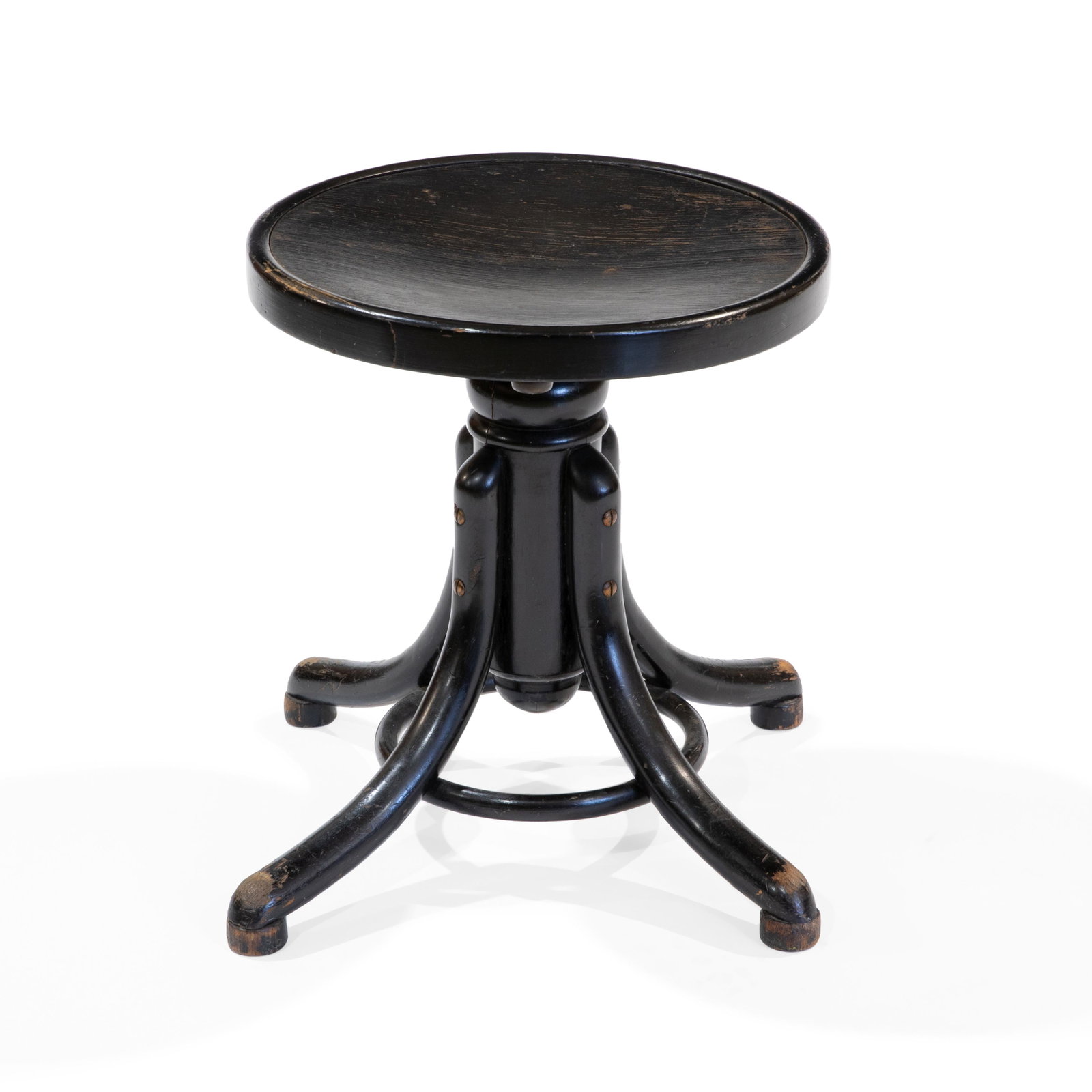 Thonet - Piano Stool: Description - Thonet ebonized piano stool, signed. Dimensions - 17" x 14.5"