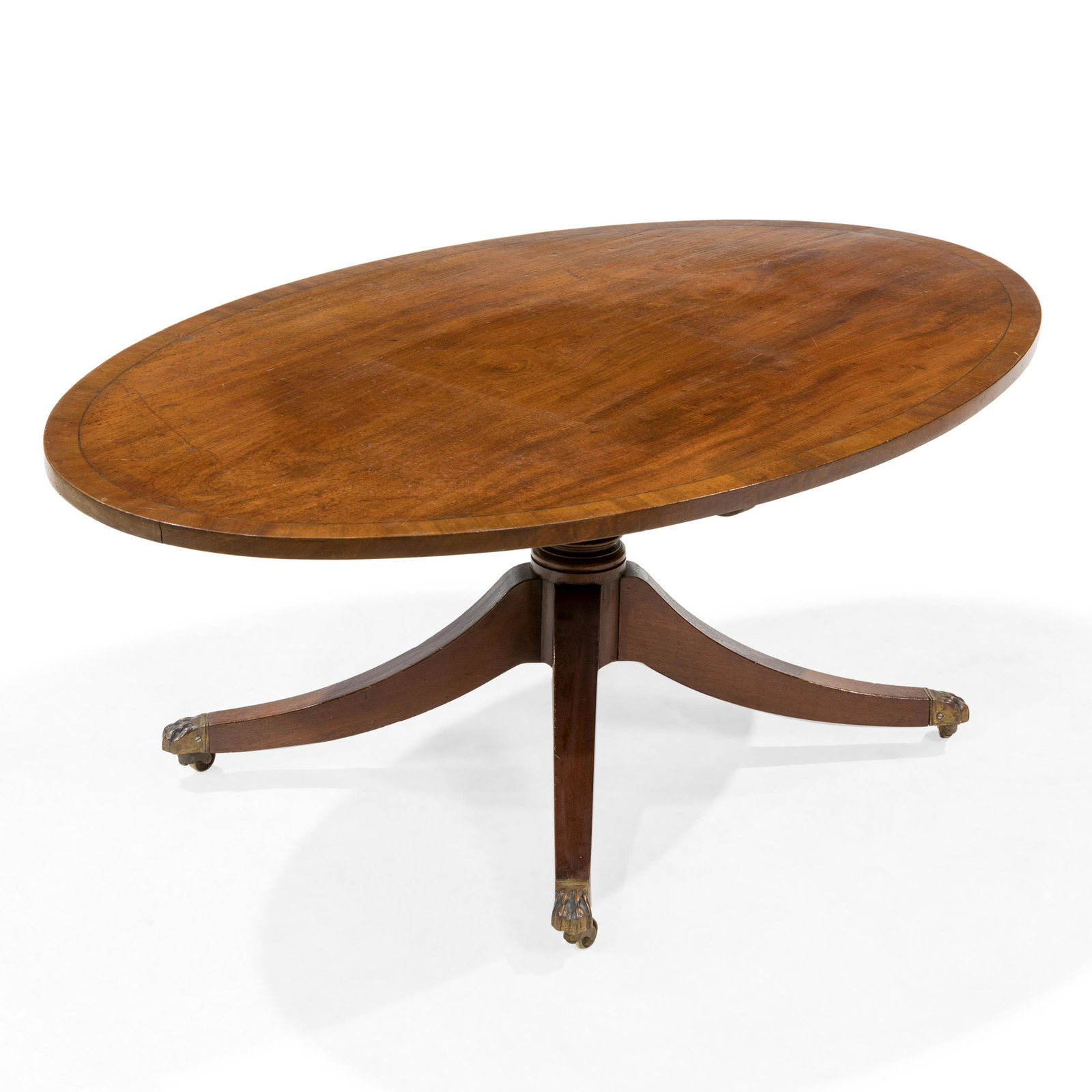Arthur Brett & Sons - Mahogany Coffee Table: Description - Arthur Brett & Sons English mahogany banded coffee table. Dimensions - 18" x 48" x 29"